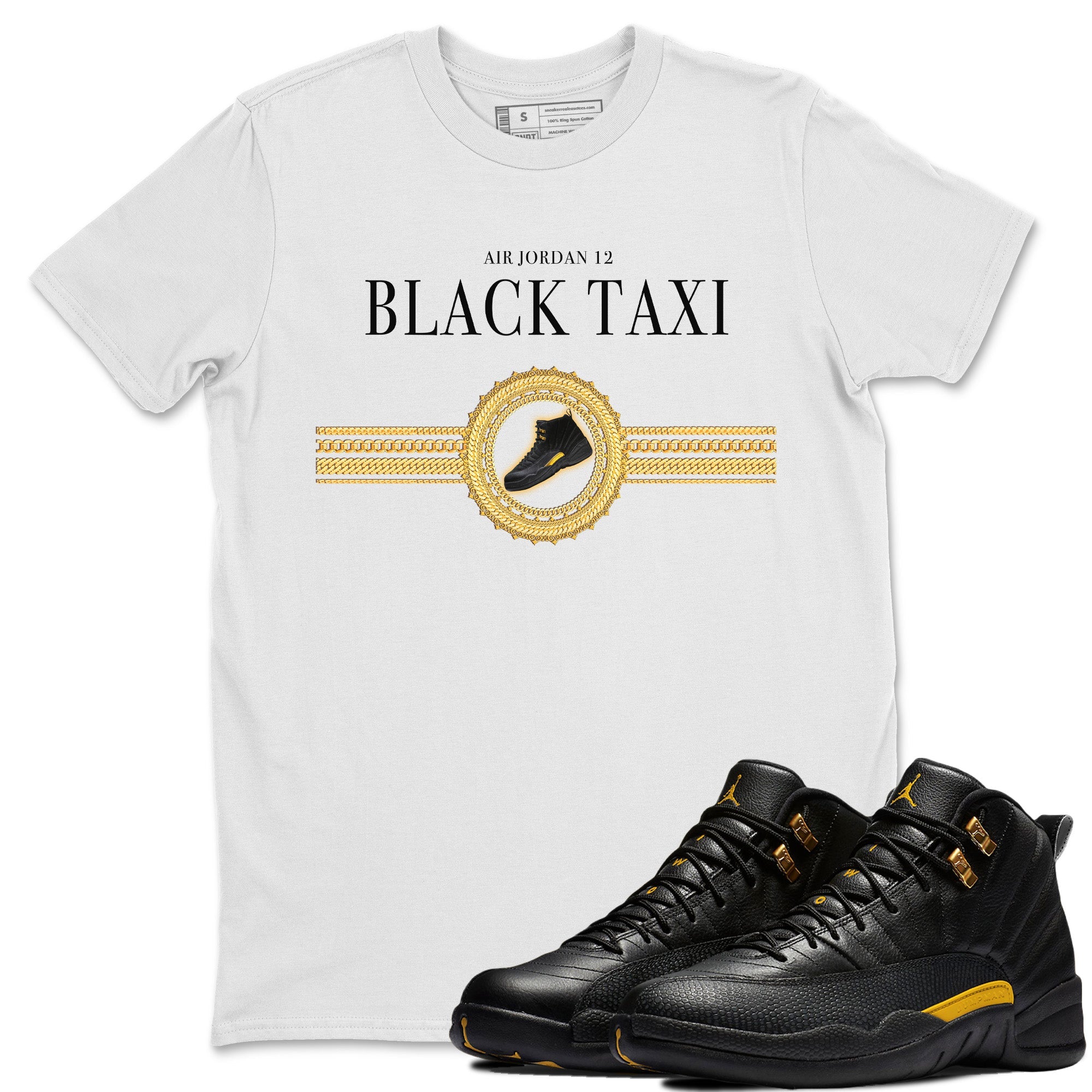 Gold Chains Unisex Tops - Air Jordan 12 Black Taxi