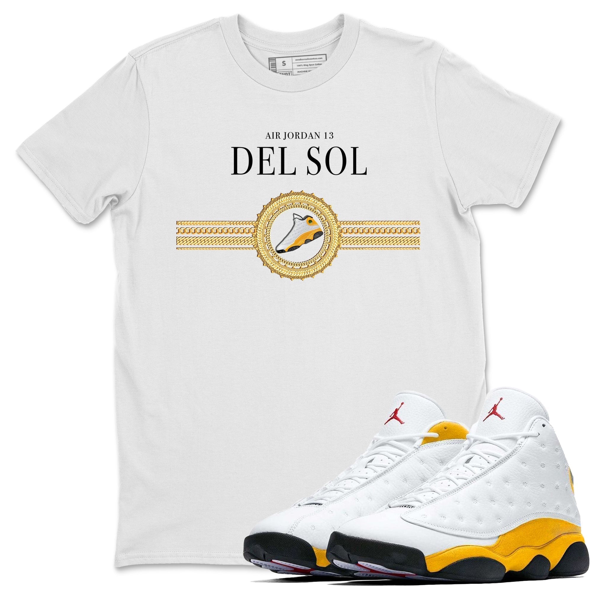 Gold Chains Unisex Tops - Air Jordan 13 Del Sol