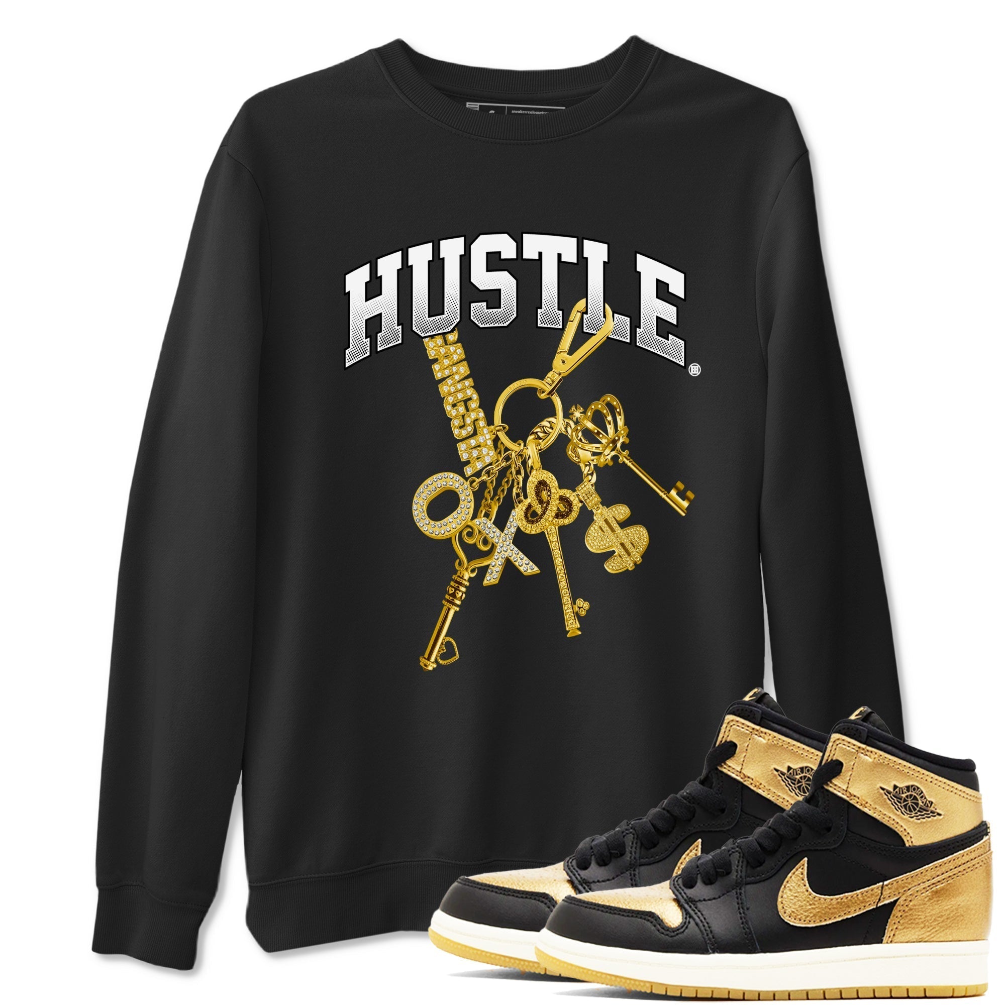 Gold Hustle snkmatch Tees - Air Jordan 1 Black Metallic Gold