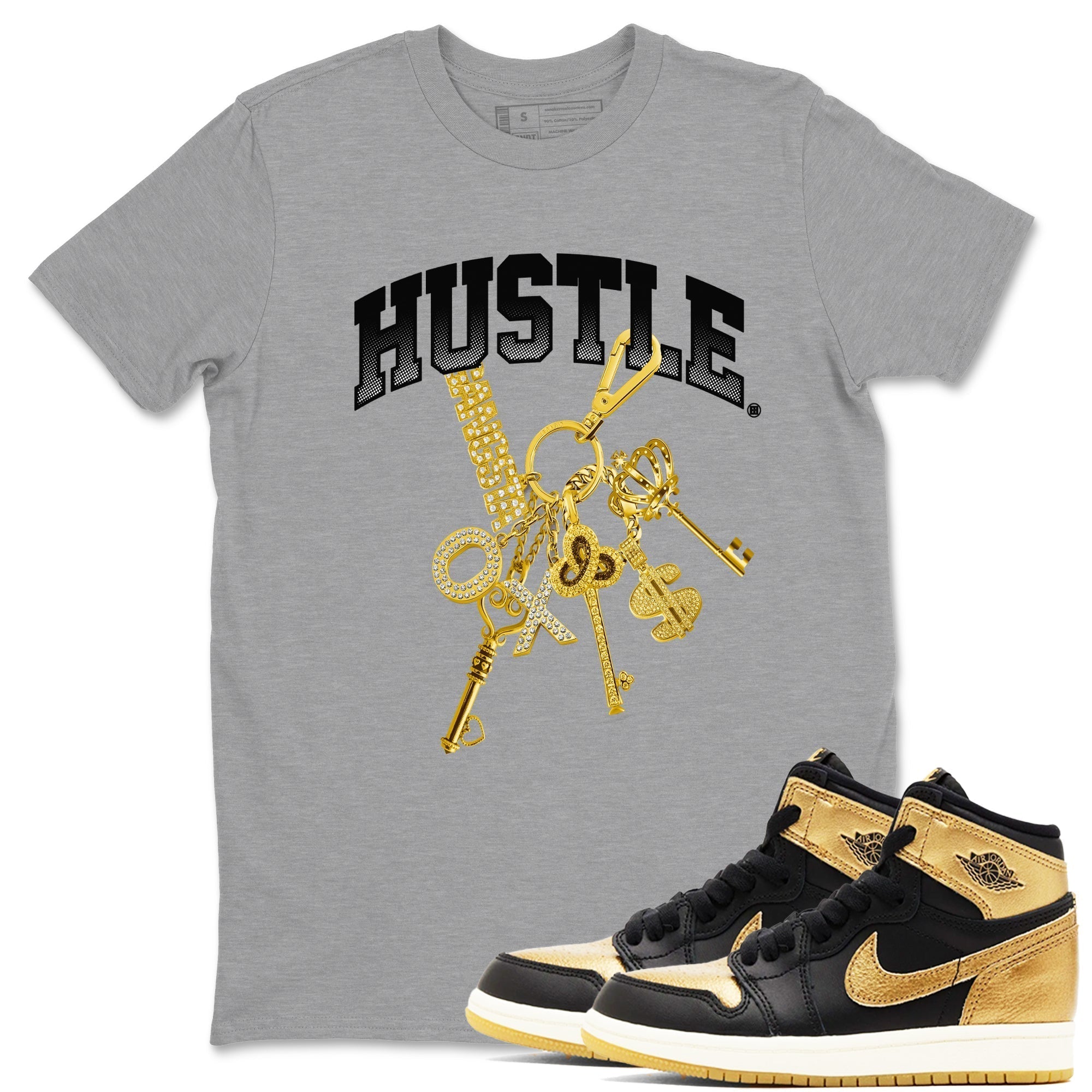 Gold Hustle snkmatch Tees - Air Jordan 1 Black Metallic Gold