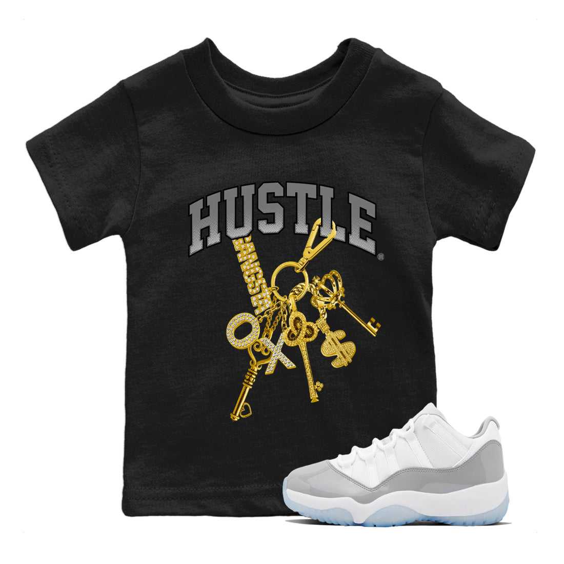 Gold Hustle Kids Tops - Air Jordan 11 White Cement