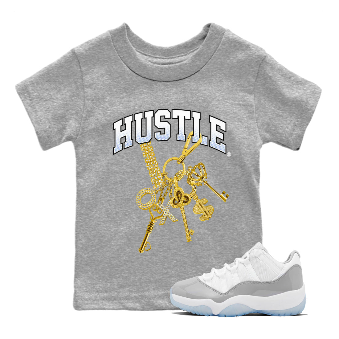 Gold Hustle Kids Tops - Air Jordan 11 White Cement