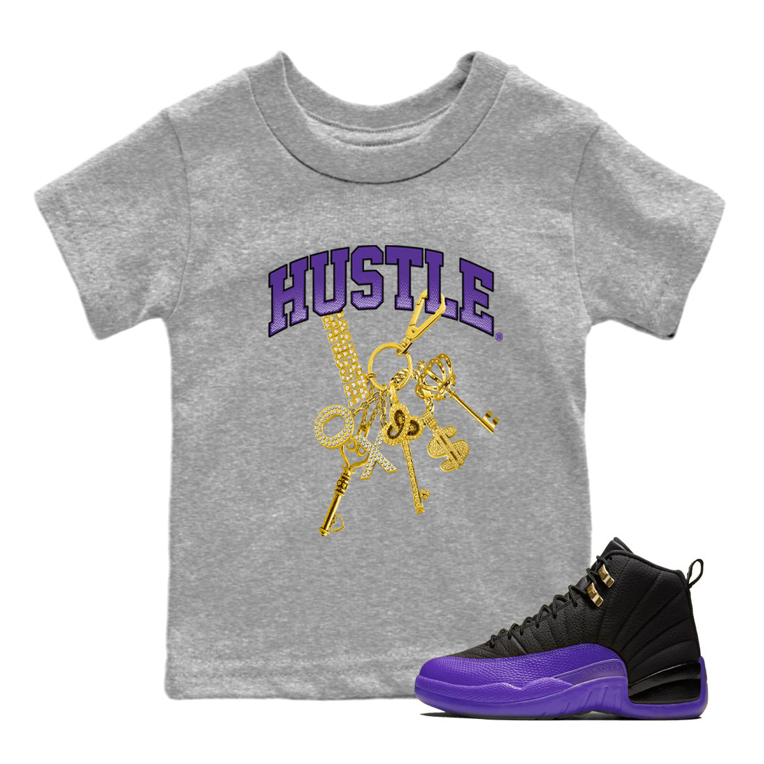 Gold Hustle Kids Tops - Air Jordan 12 Field Purple