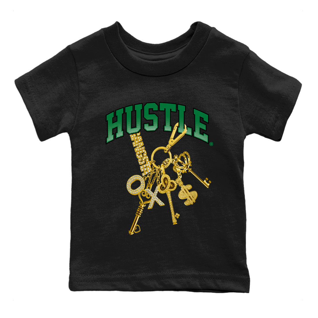 Gold Hustle Kids Tops - Air Jordan 4 Pine Green