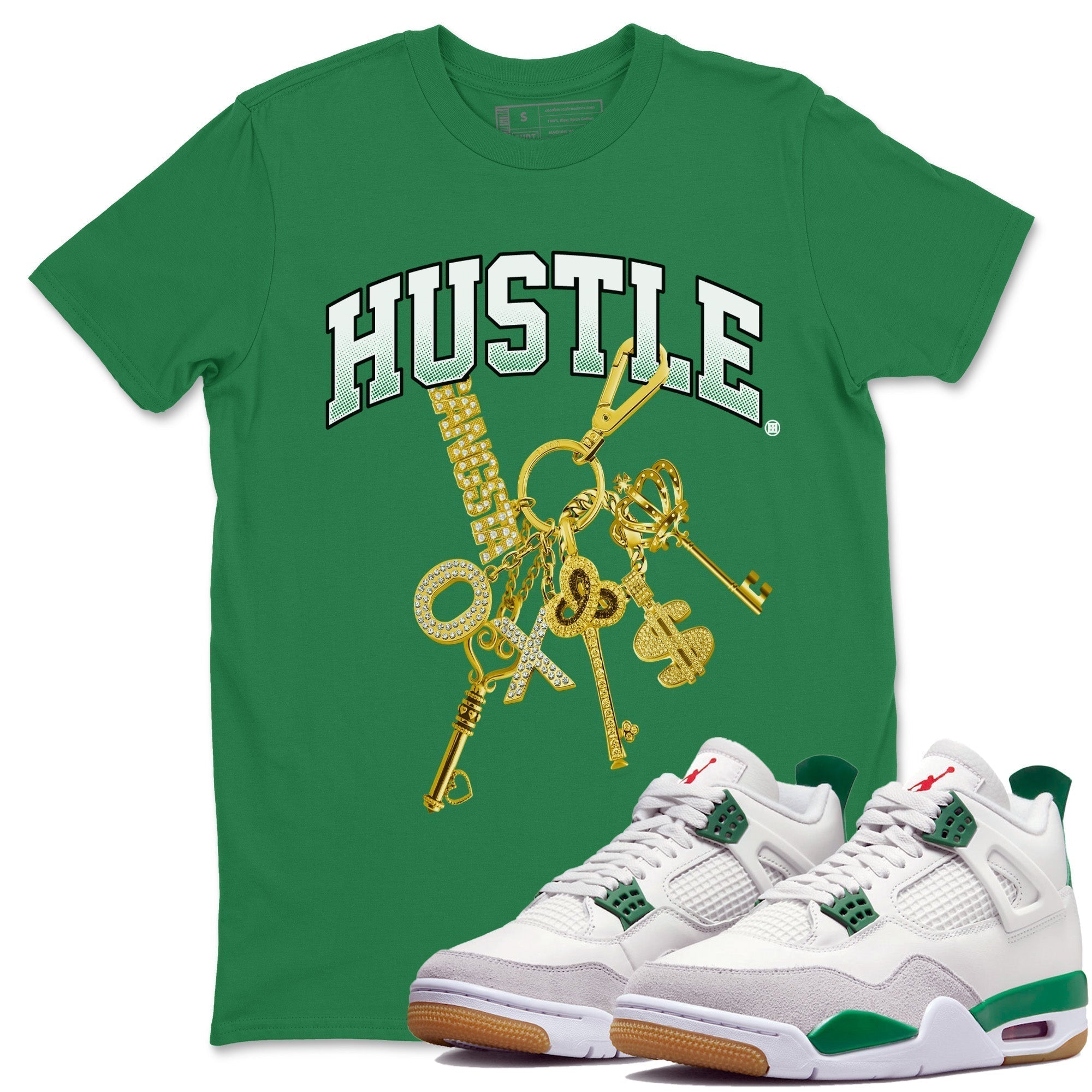 Gold Hustle Unisex Tops - Air Jordan 4 Pine Green SB