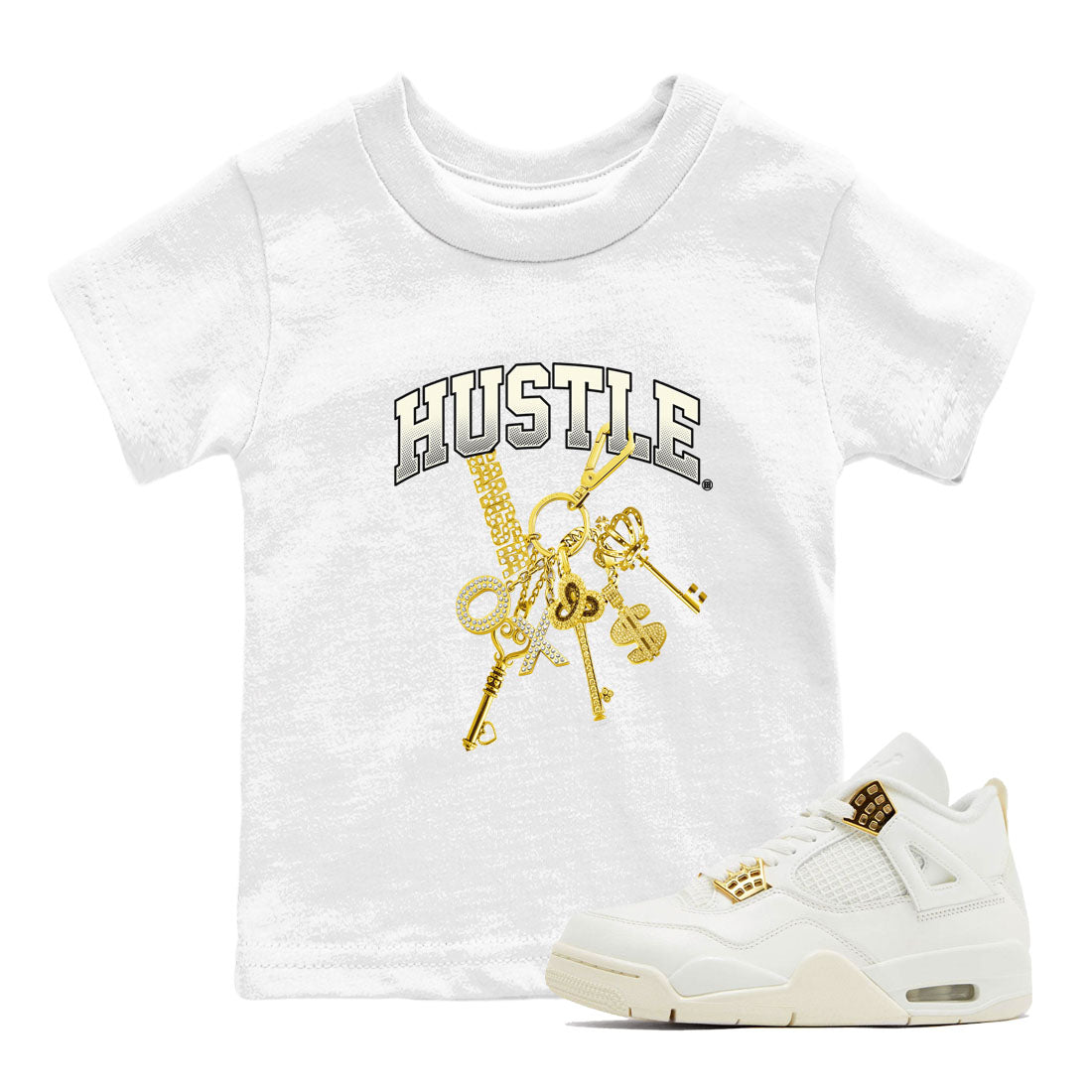 Gold Hustle snkmatch Tees Kids - Air Jordan 4 Sail 2024