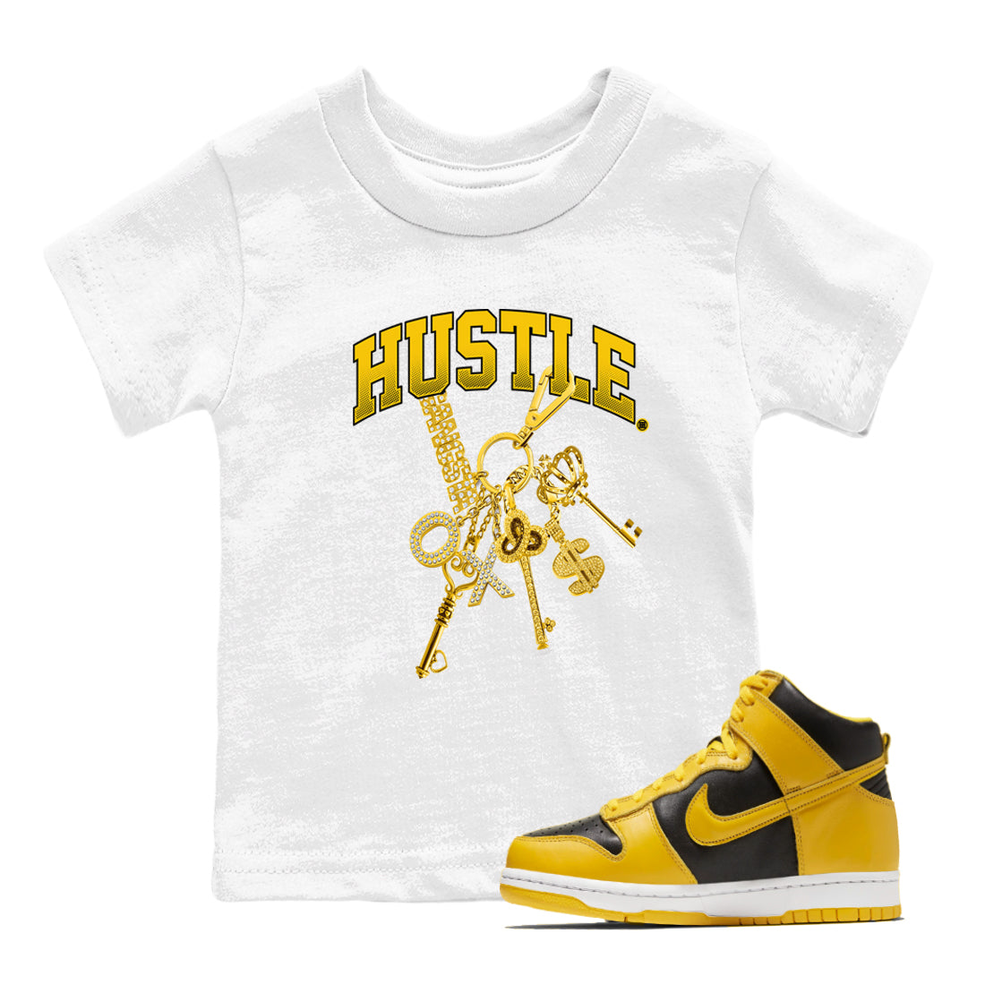 Gold Hustle snkmatch Tees Kids - Dunk High Pollen