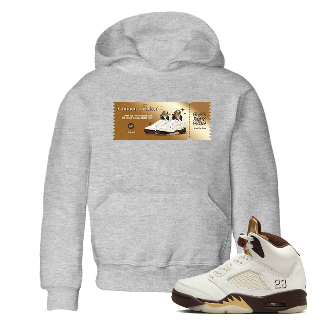Golden Ticket snkmatch Tees Kids - Air Jordan 5 Golden Ticket