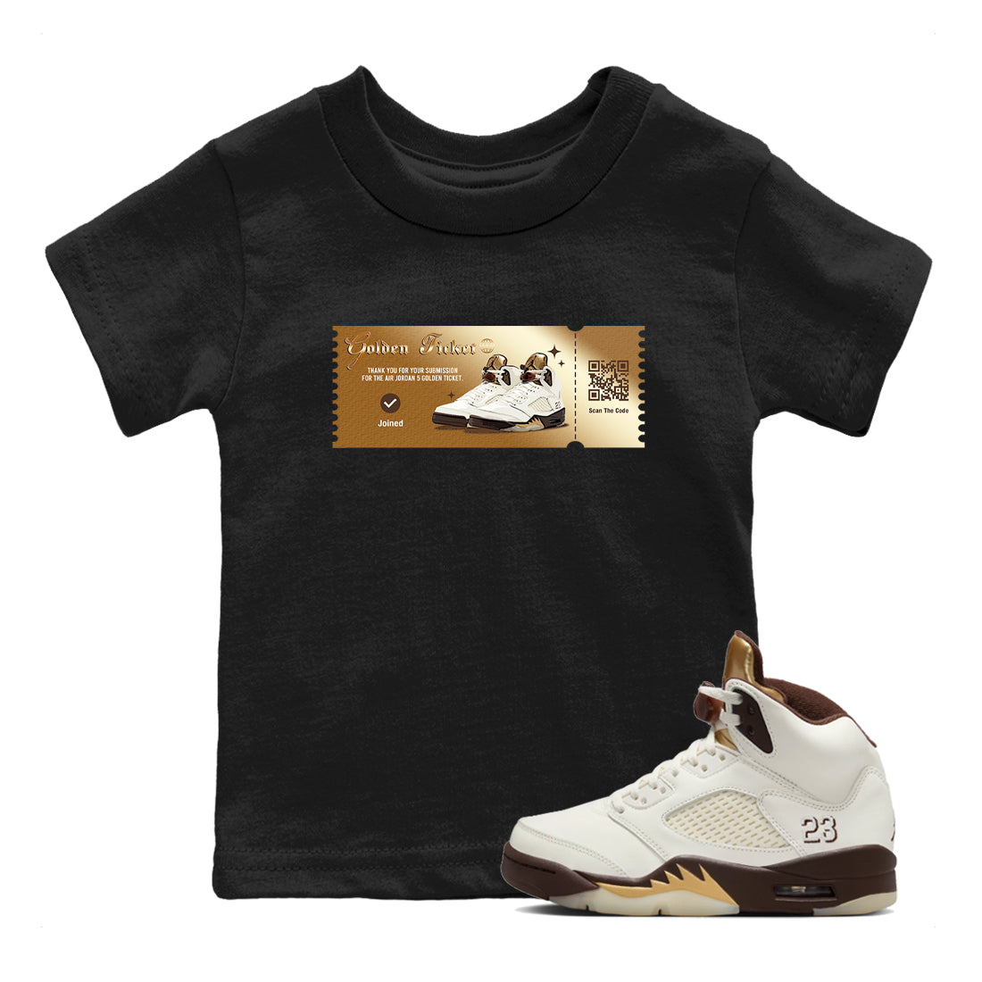 Golden Ticket snkmatch Tees Kids - Air Jordan 5 Golden Ticket