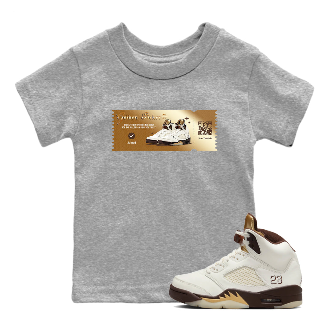 Golden Ticket snkmatch Tees Kids - Air Jordan 5 Golden Ticket