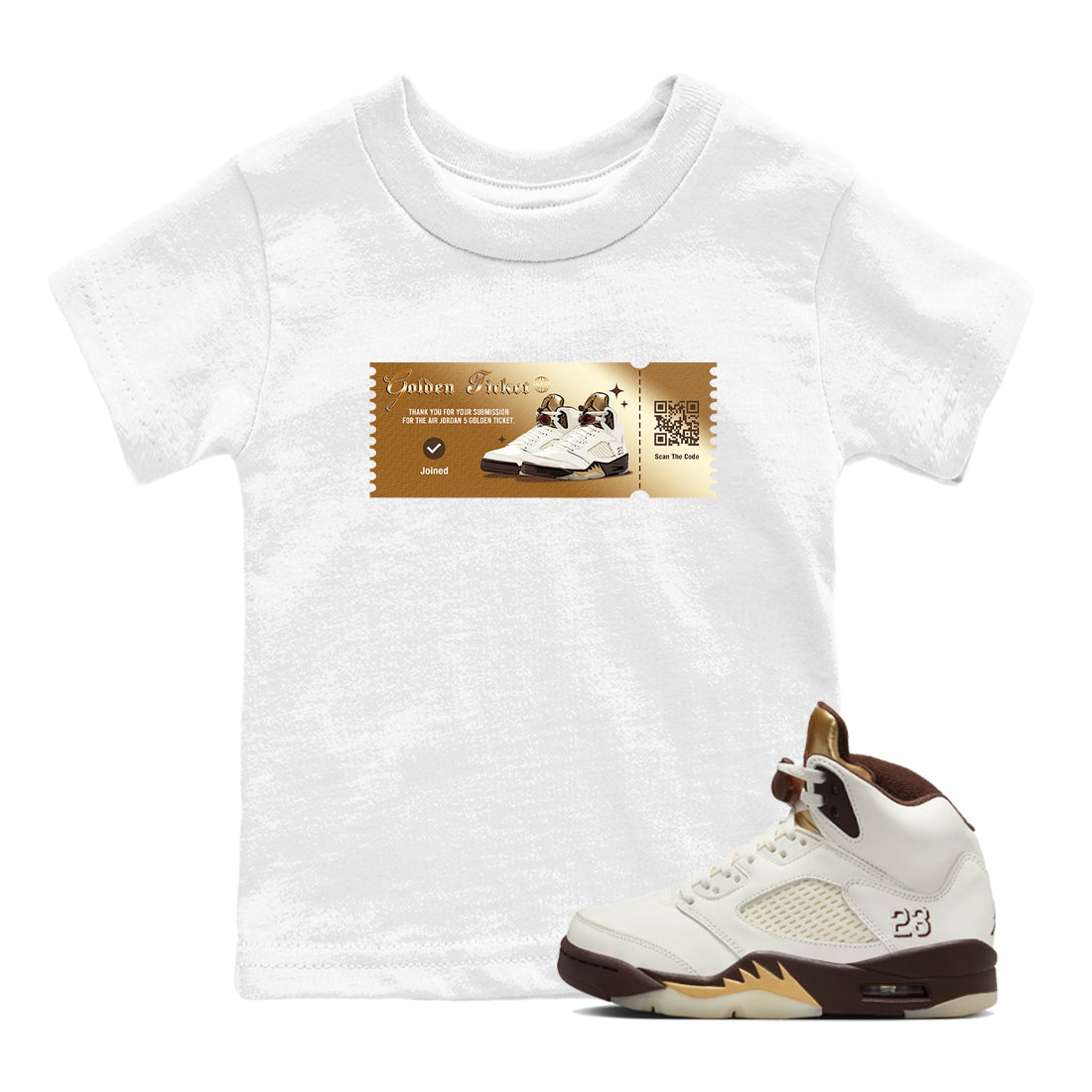 Golden Ticket snkmatch Tees Kids - Air Jordan 5 Golden Ticket