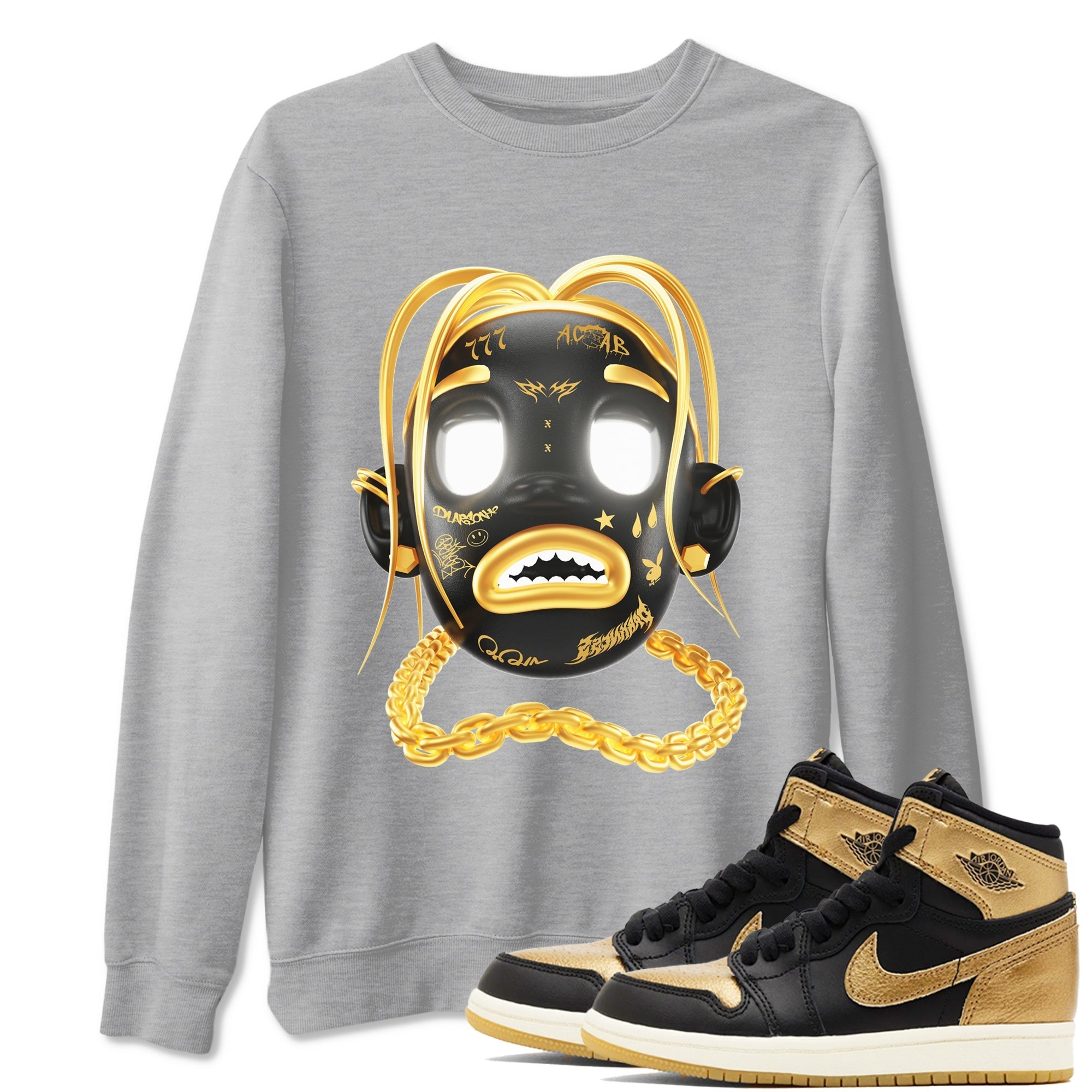Goosebumps Boy snkmatch Tees - Air Jordan 1 Black Metallic Gold