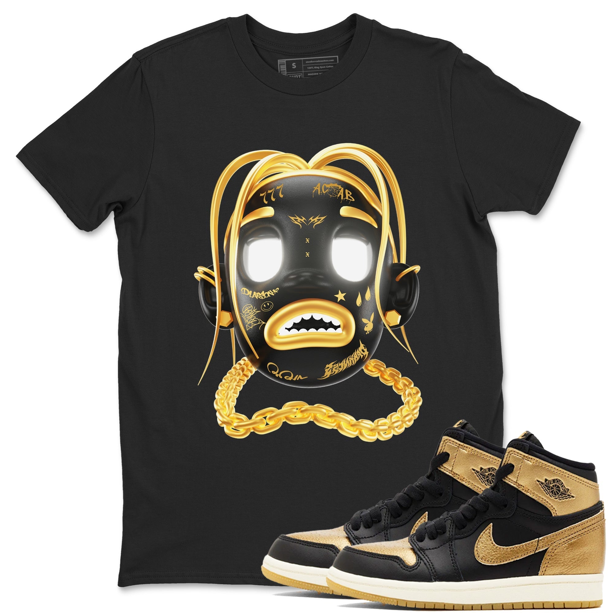 Goosebumps Boy snkmatch Tees - Air Jordan 1 Black Metallic Gold