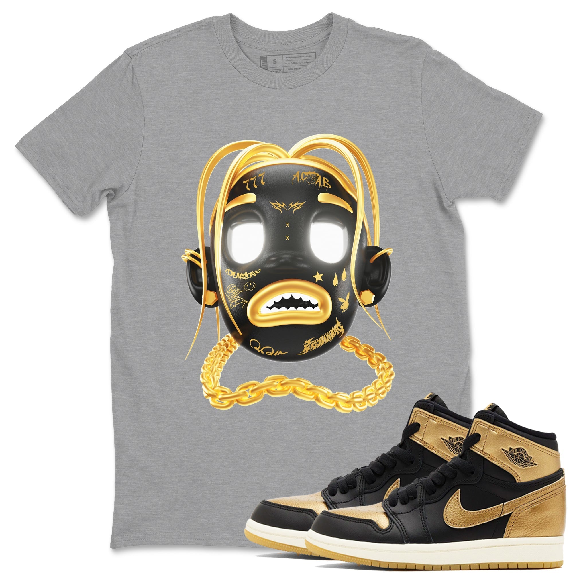 Goosebumps Boy snkmatch Tees - Air Jordan 1 Black Metallic Gold