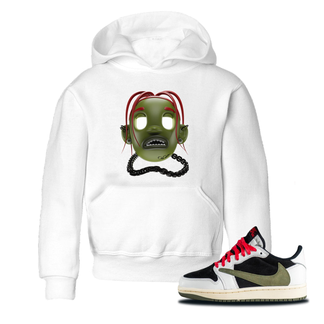 Goosebumps Boy Kids Tops - Air Jordan 1 Travis Scott Olive