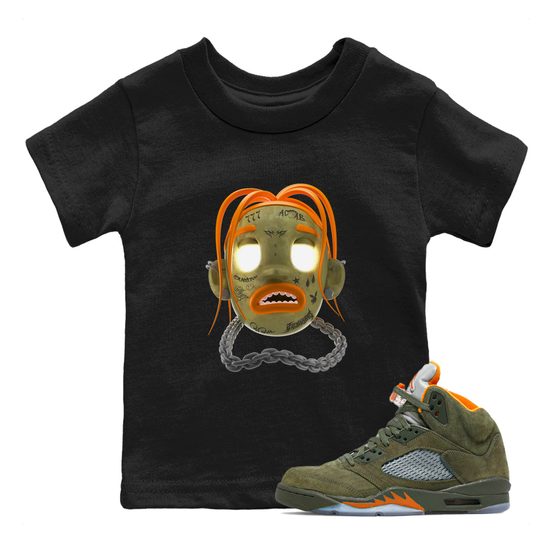 Goosebumps Boy snkmatch Tees Kids - Air Jordan 5 Olive