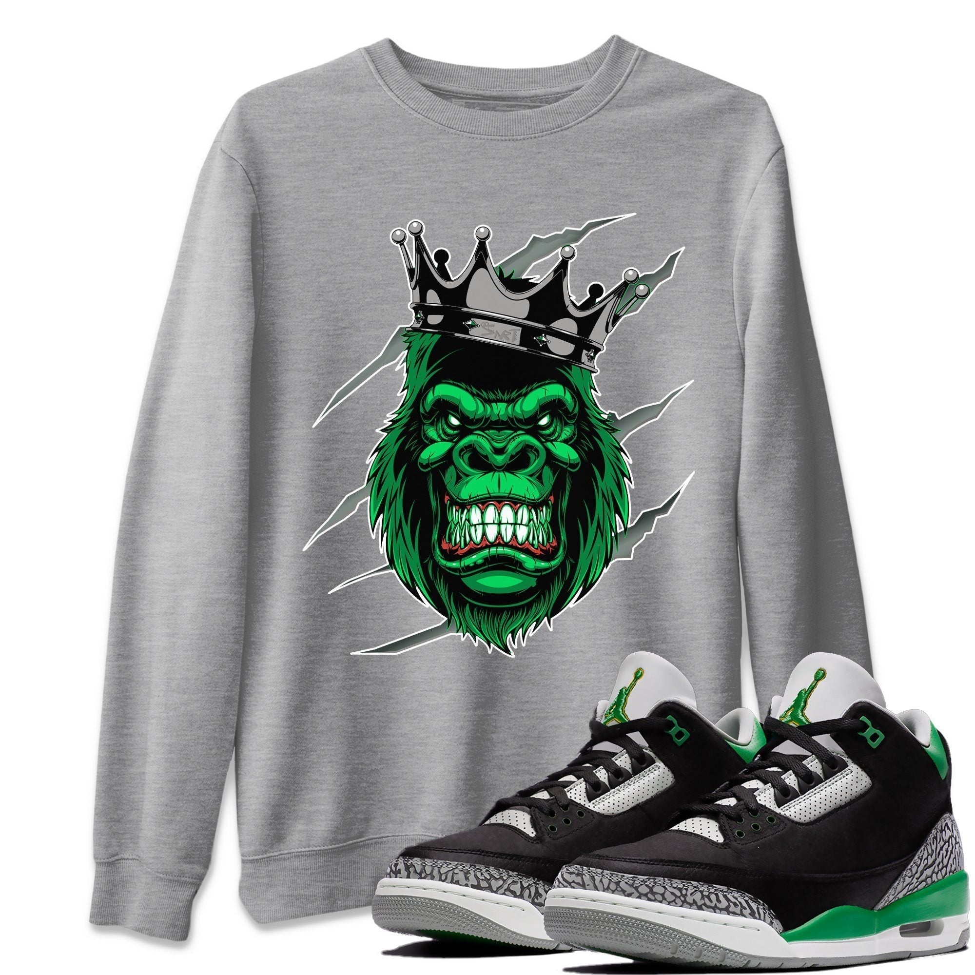 Gorilla Unisex Tops - Air Jordan 3 Pine Green