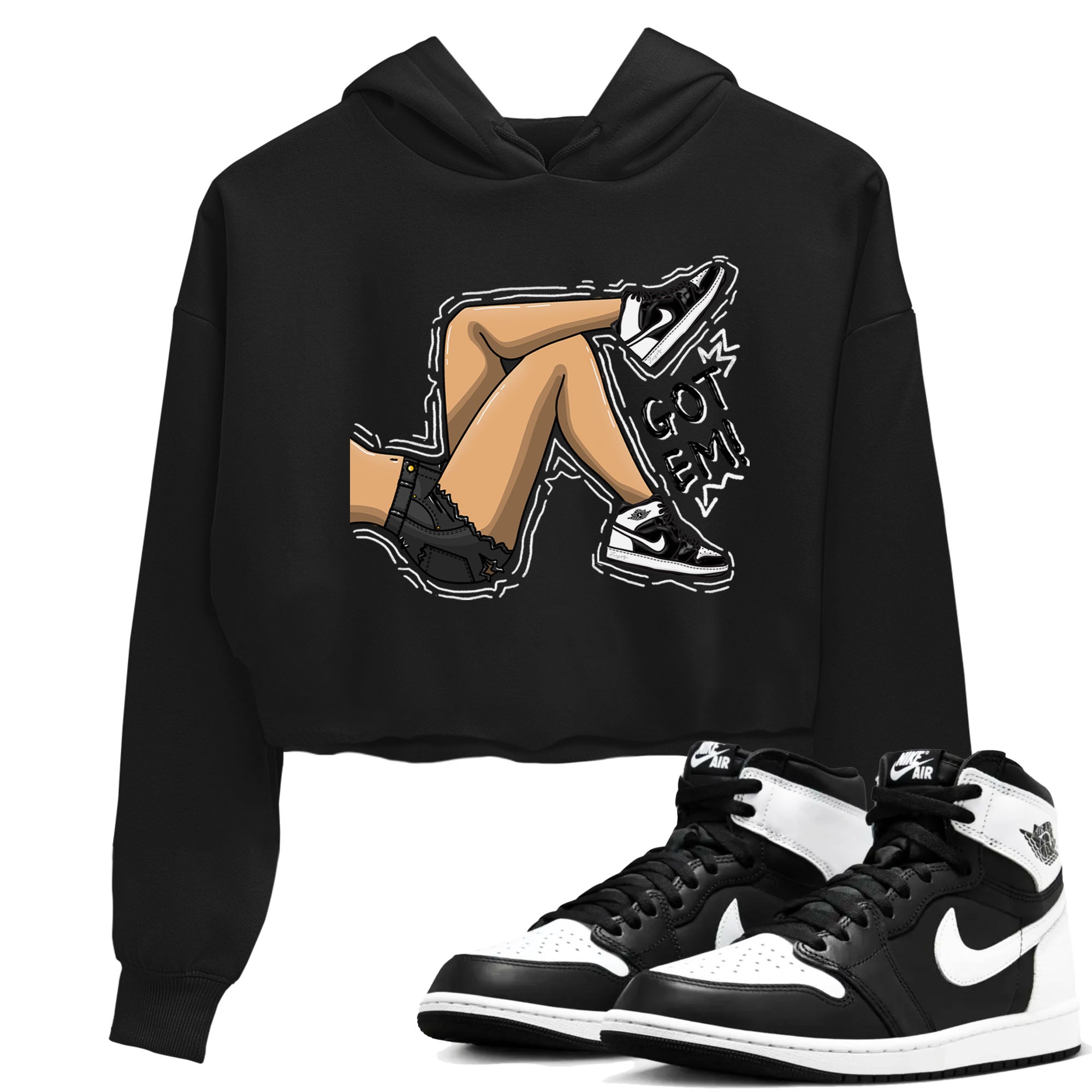 Got Em Legs snkmatch Women's Top - Air Jordan 1 Black White