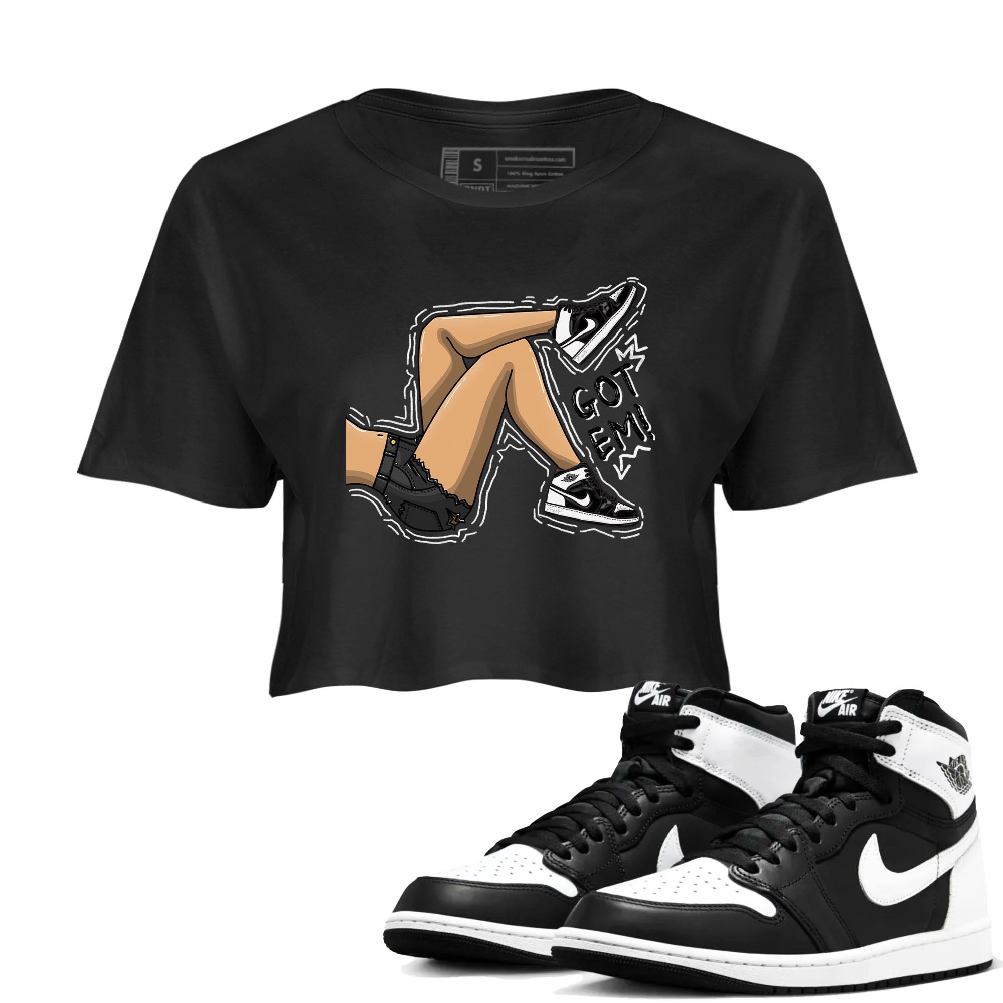 Got Em Legs snkmatch Women's Top - Air Jordan 1 Black White