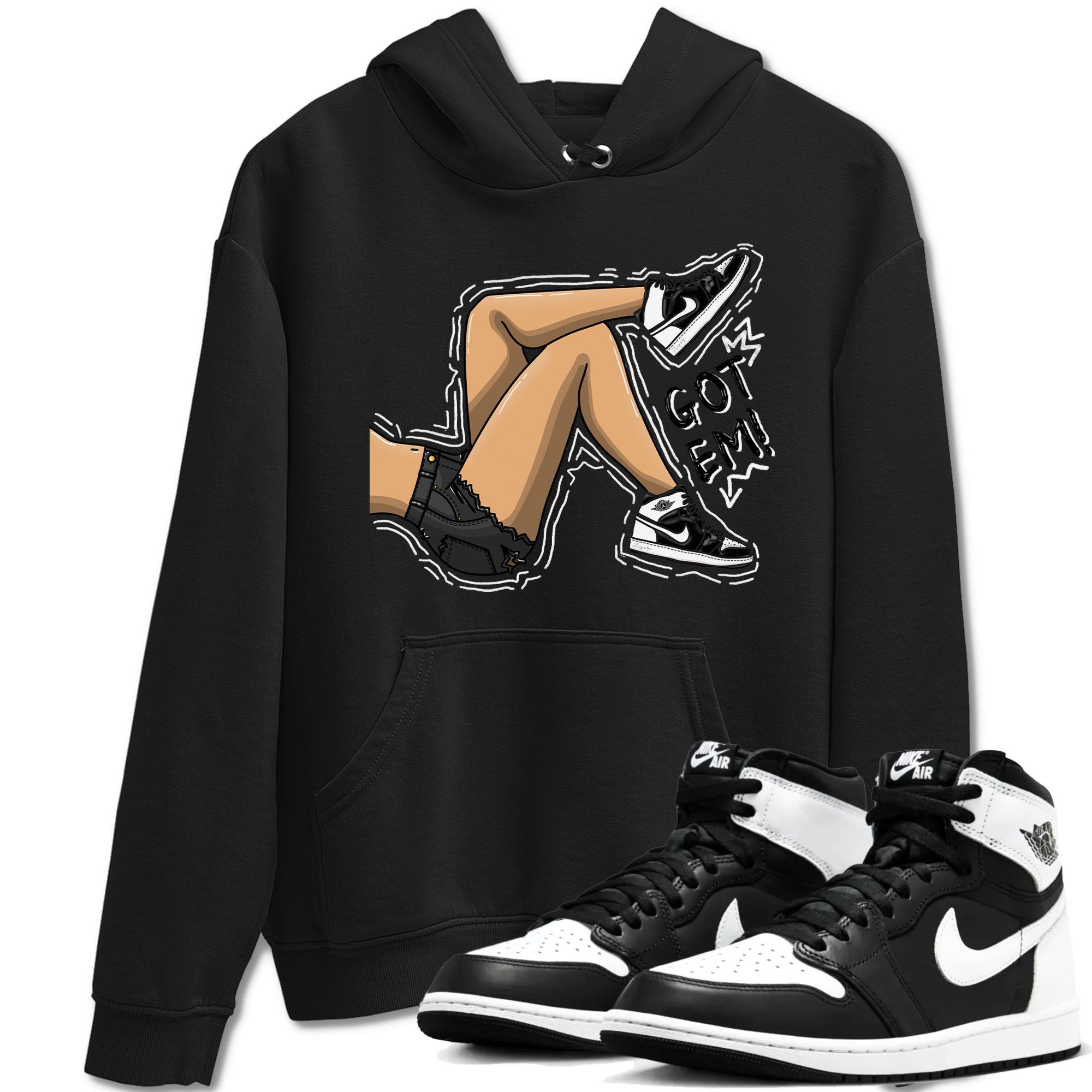 Got Em Legs snkmatch Tees - Air Jordan 1 Black White