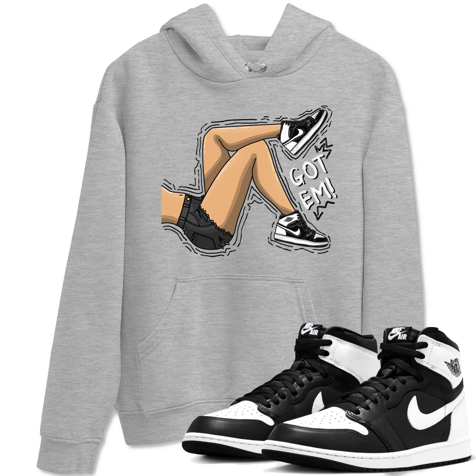 Got Em Legs snkmatch Tees - Air Jordan 1 Black White