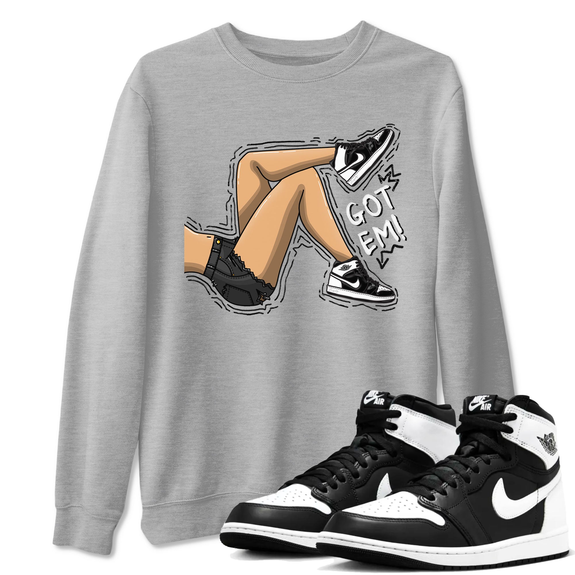 Got Em Legs snkmatch Tees - Air Jordan 1 Black White