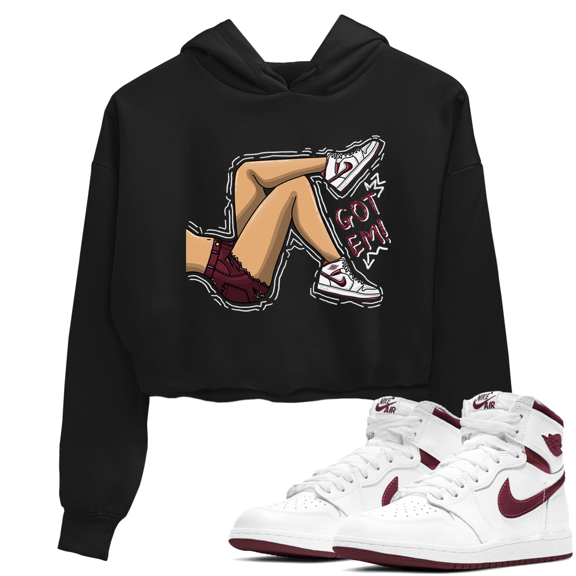 Got Em Legs snkmatch Women's Top - Air Jordan 1 Metallic Burgundy
