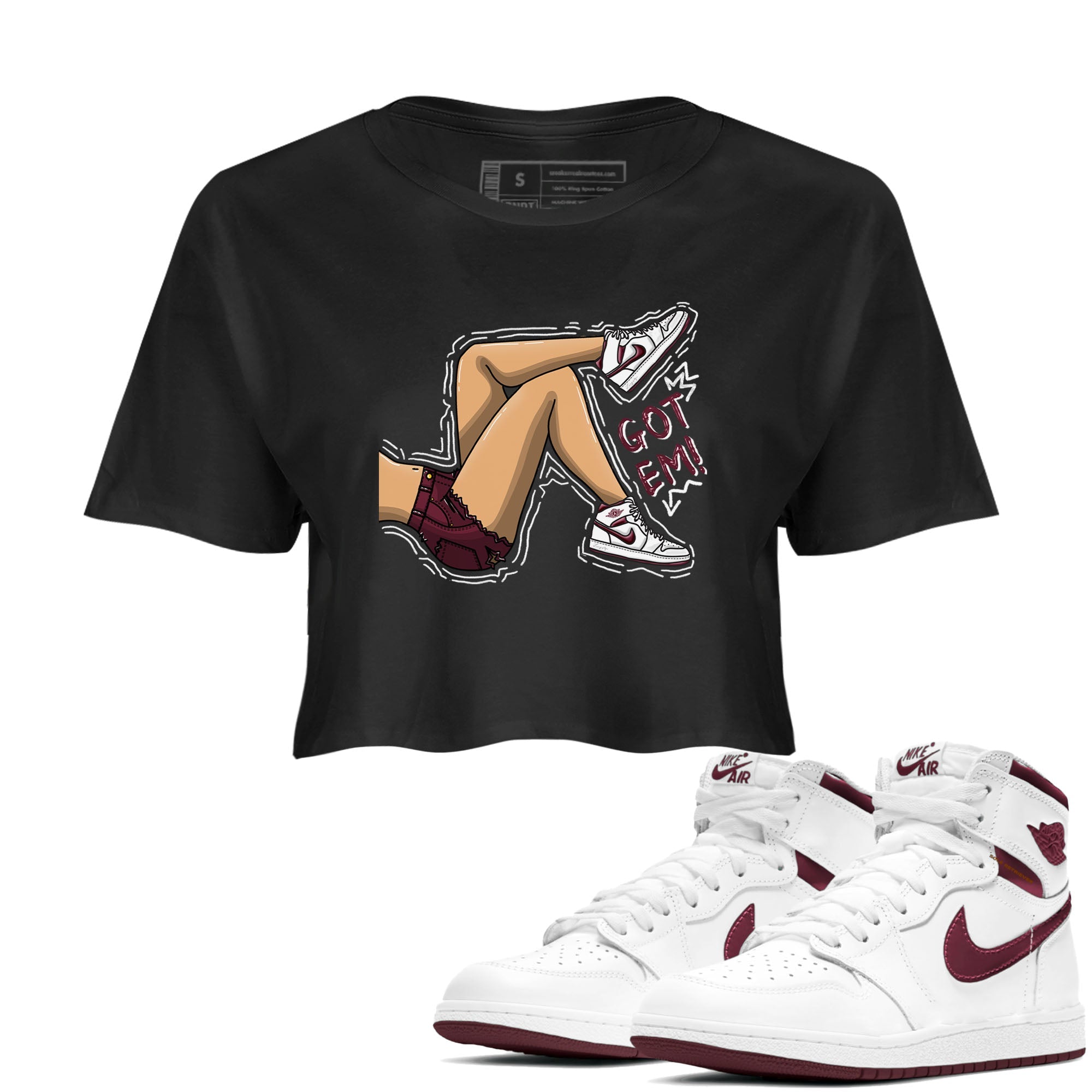 Got Em Legs snkmatch Women's Top - Air Jordan 1 Metallic Burgundy
