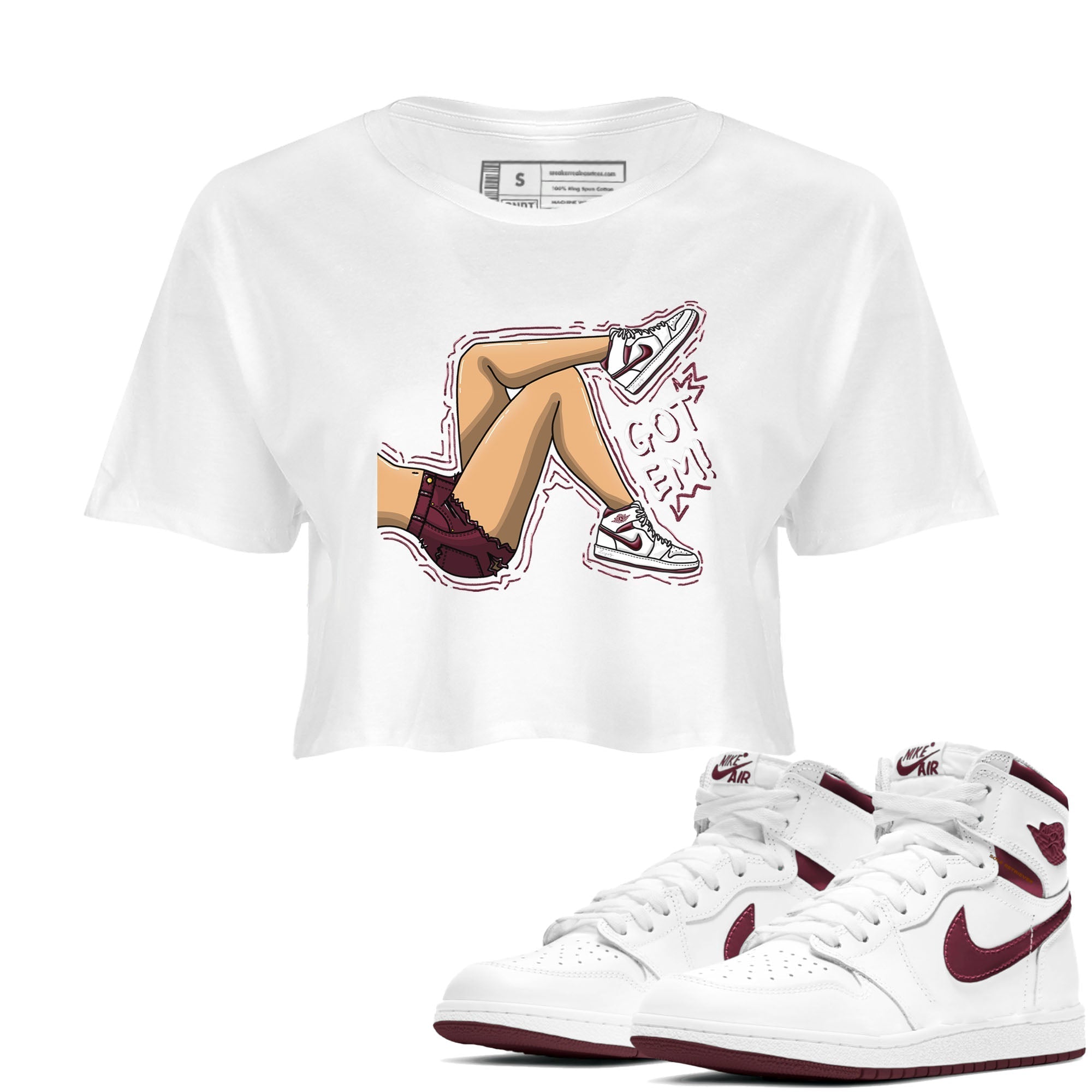 Got Em Legs snkmatch Women's Top - Air Jordan 1 Metallic Burgundy