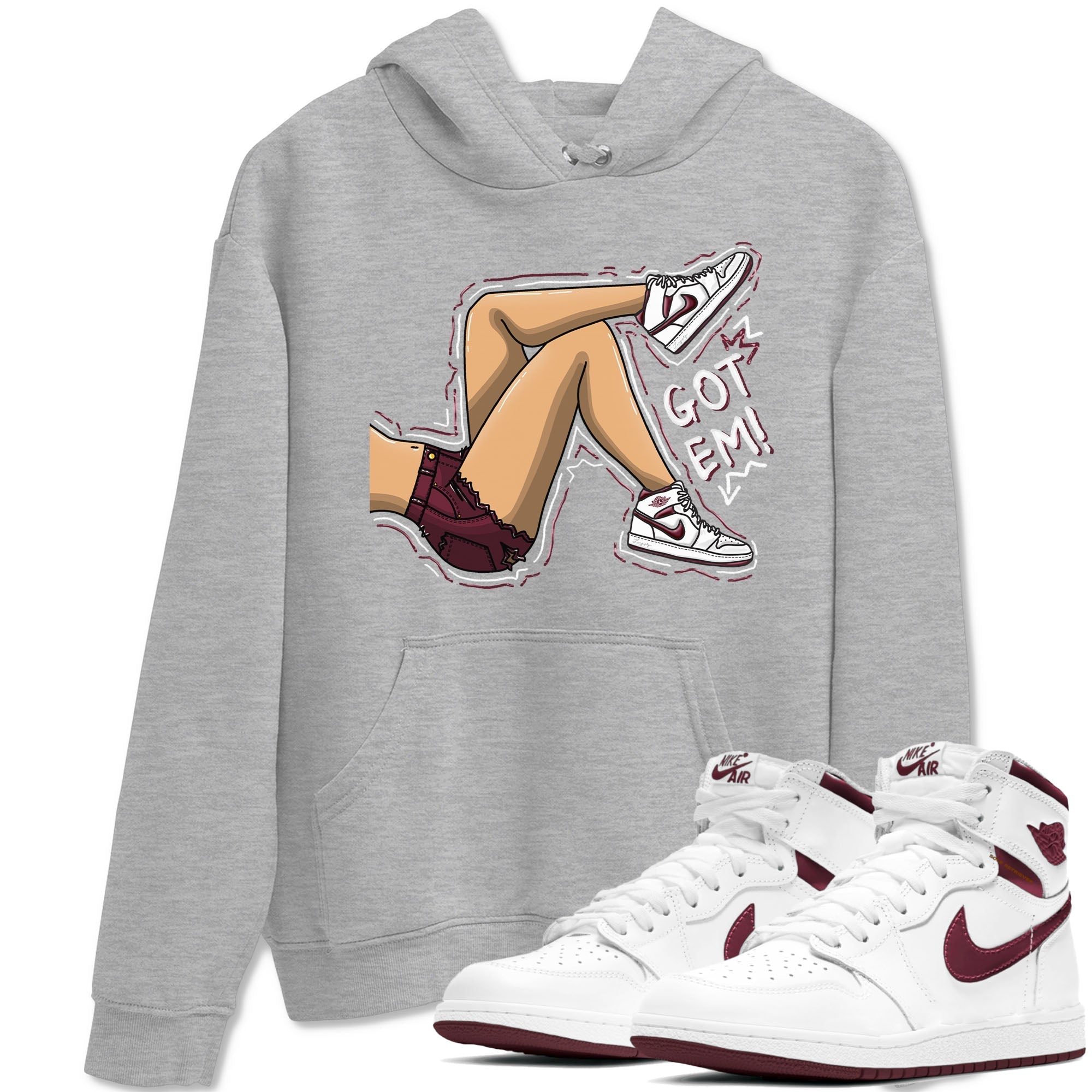 Got Em Legs snkmatch Tees - Air Jordan 1 Metallic Burgundy