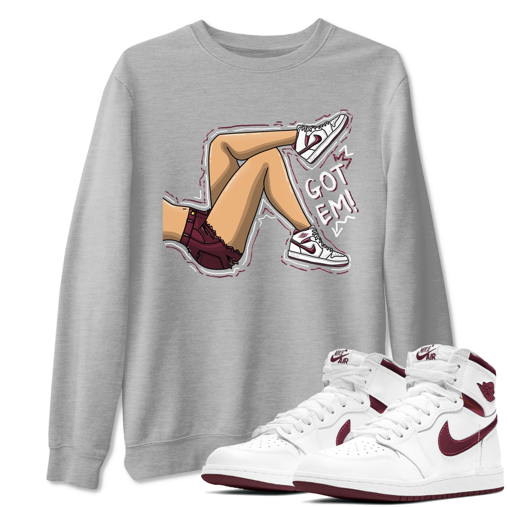 Got Em Legs snkmatch Tees - Air Jordan 1 Metallic Burgundy