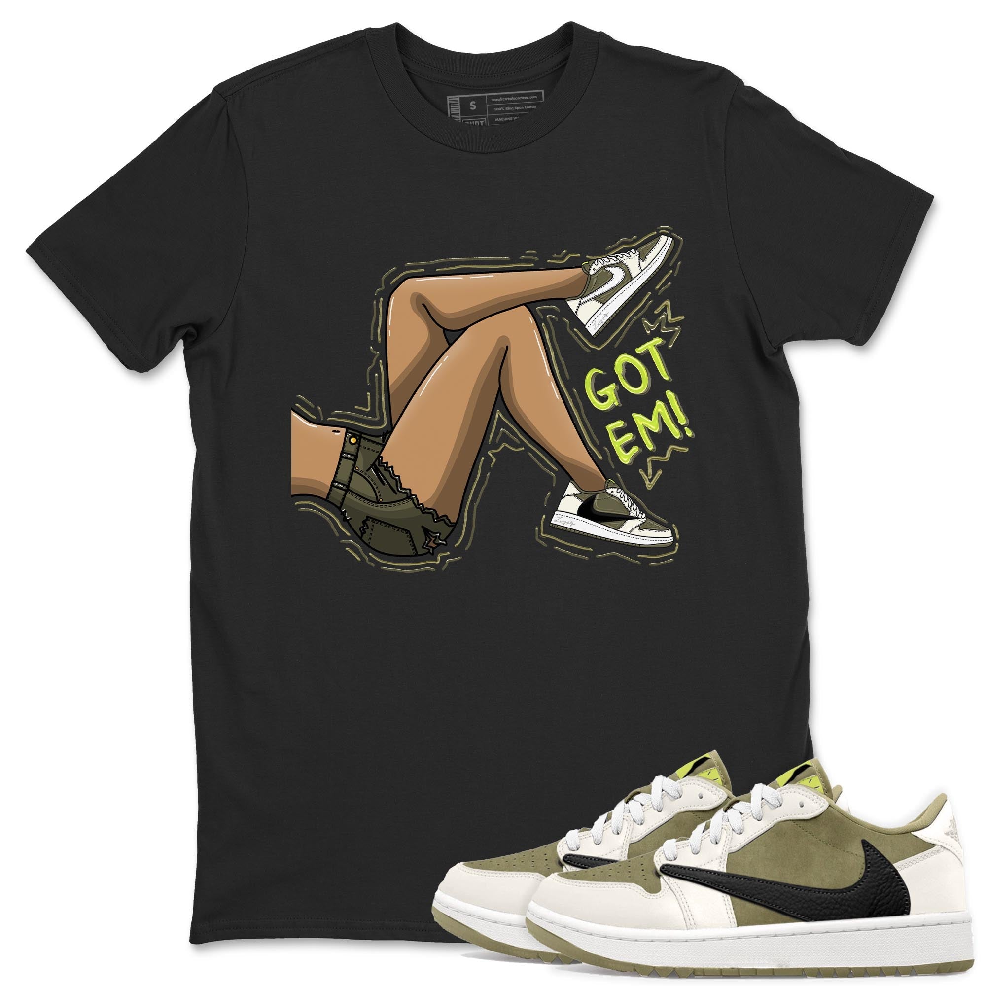 Got Em Legs snkmatch Tee - Air Jordan 1 Travis Scott Golf Olive