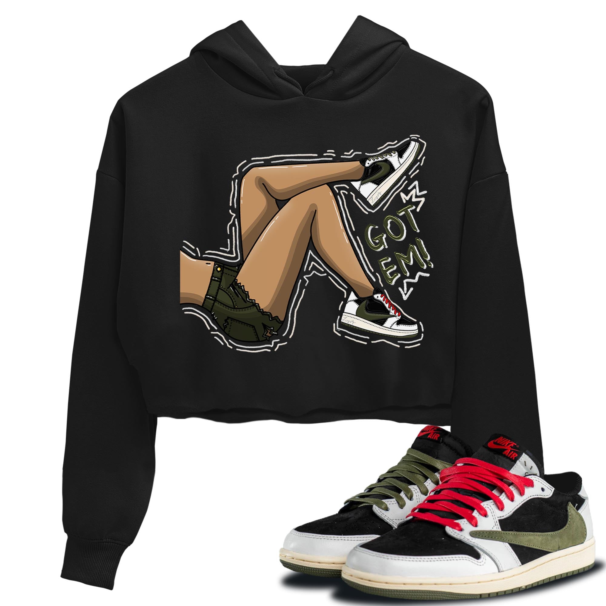Got Em Legs Women's Tops - Air Jordan 1 Travis Scott Olive