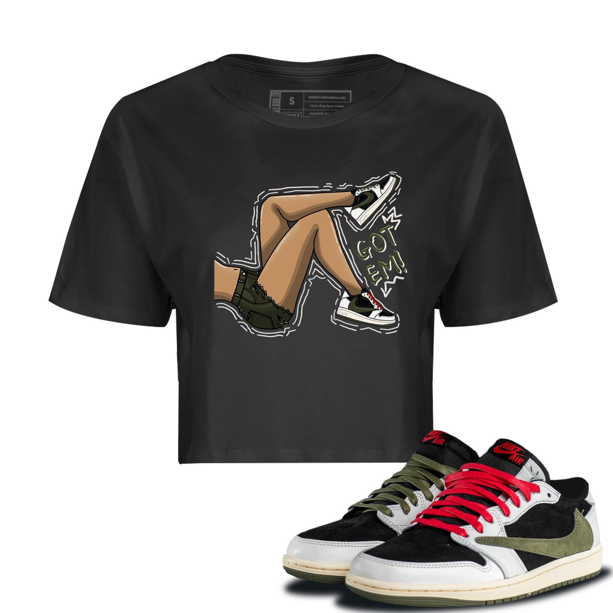 Got Em Legs Women's Tops - Air Jordan 1 Travis Scott Olive