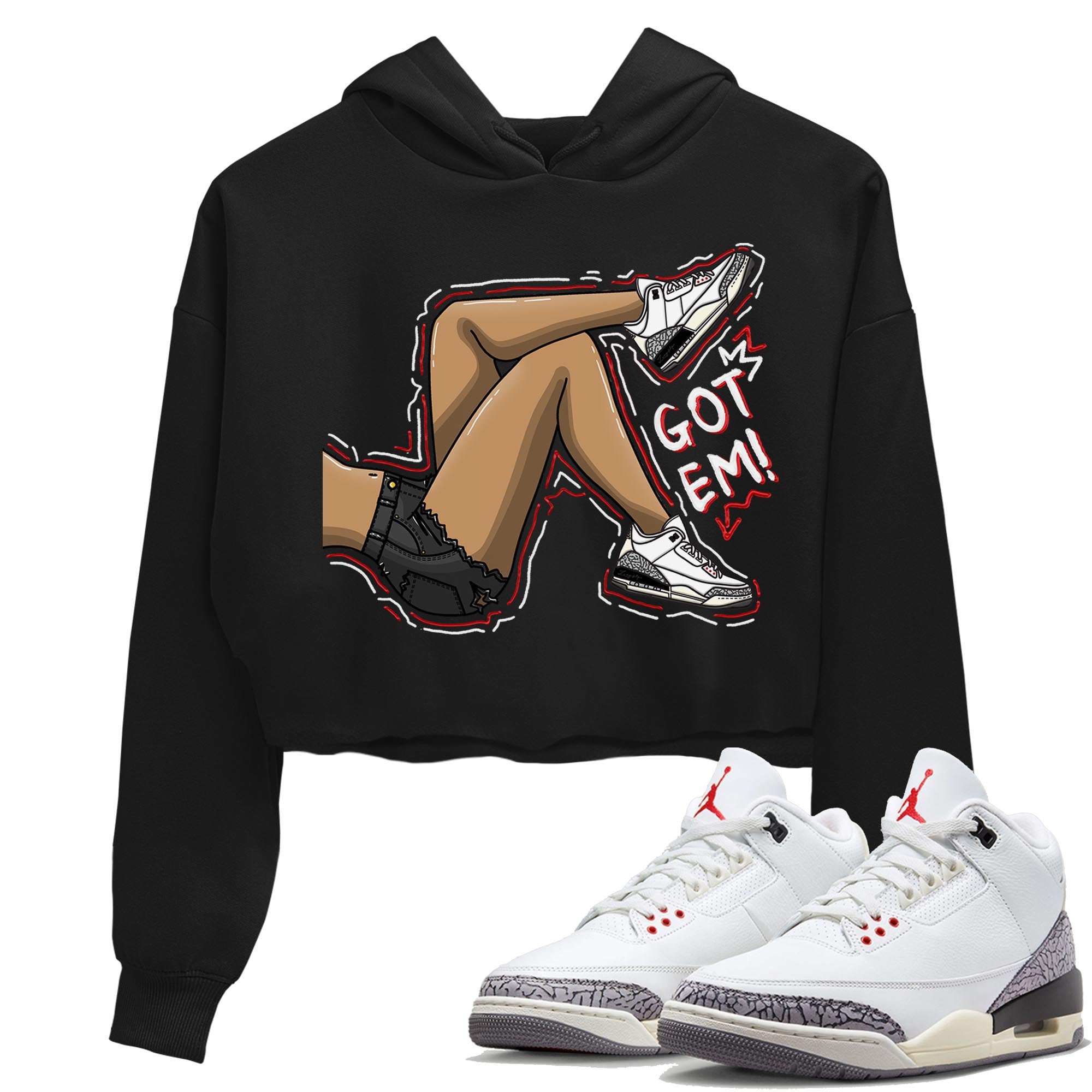 Got Em Legs Women's Tops - Air Jordan 3 White Cement