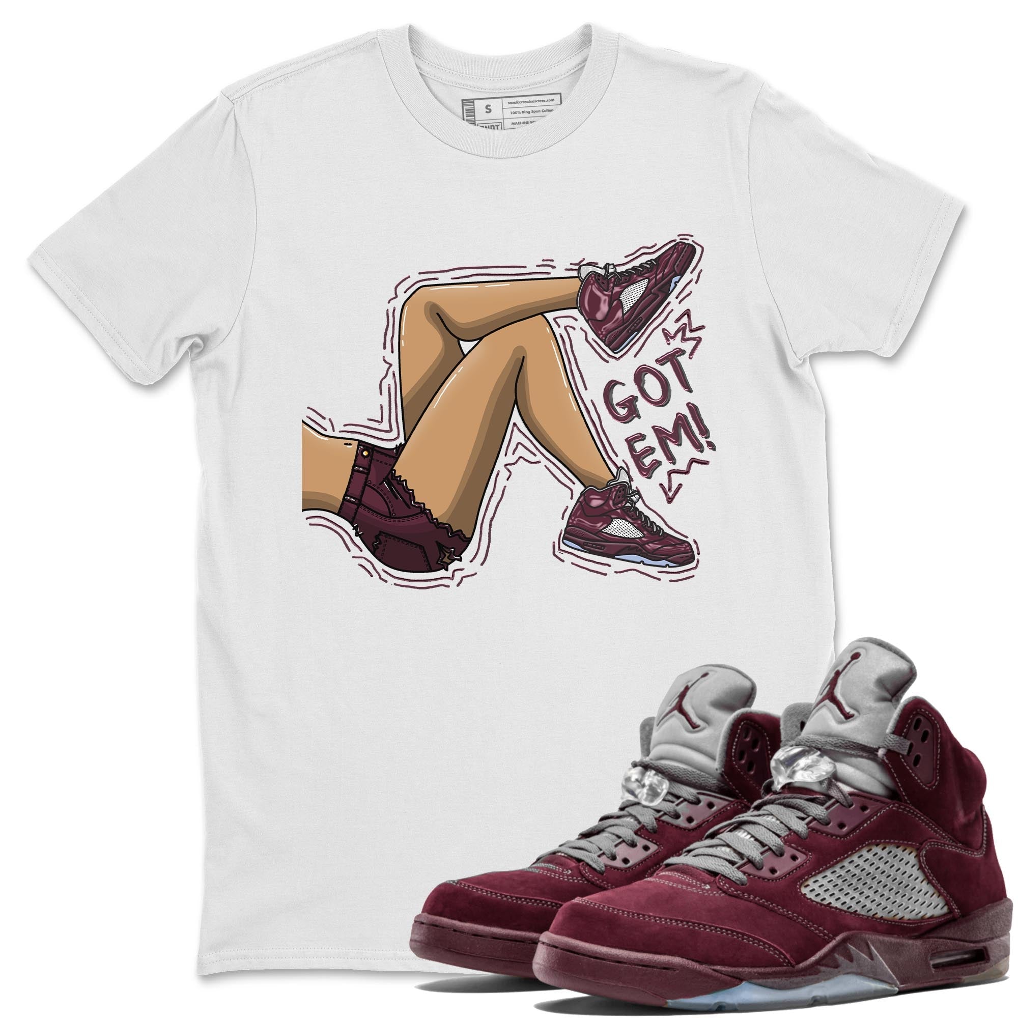 Got Em Legs snkmatch Tee - Air Jordan 5 Burgundy