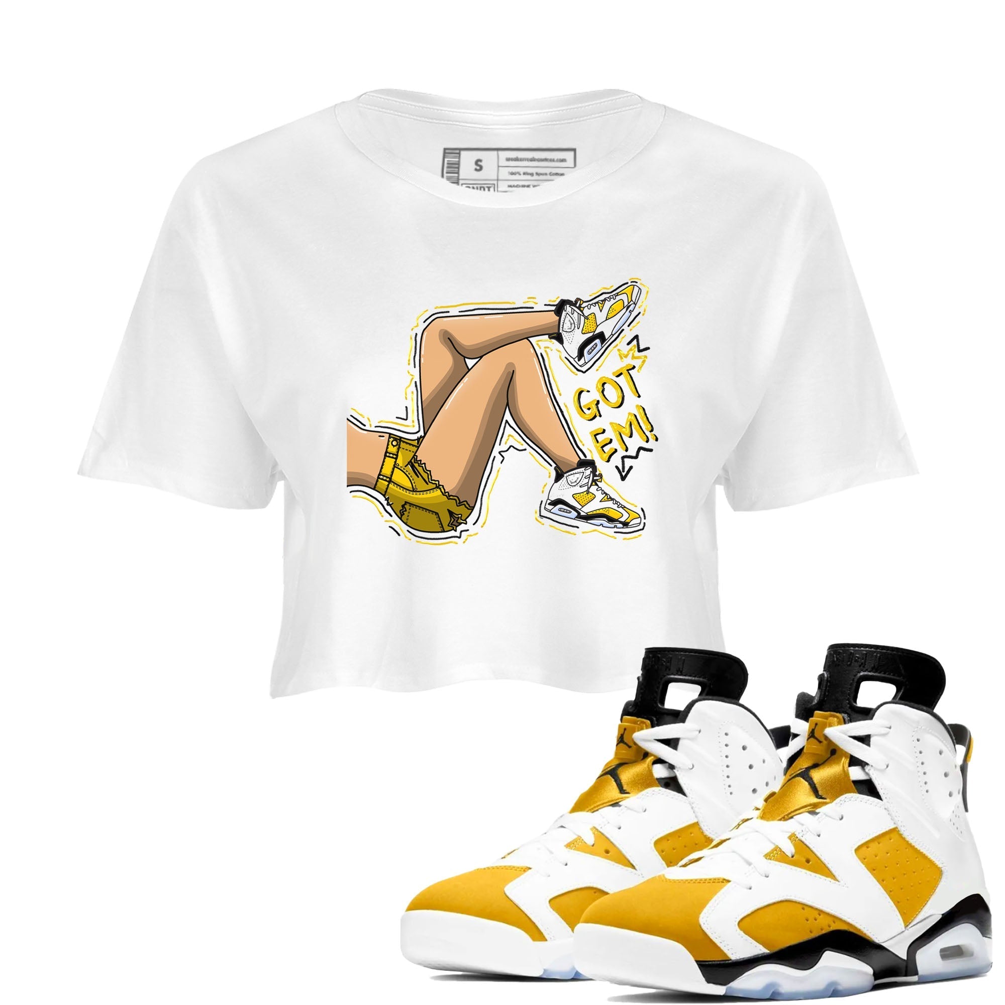 Got Em Legs snkmatch Tees Crop Top - Air Jordan 6 Yellow Ochre