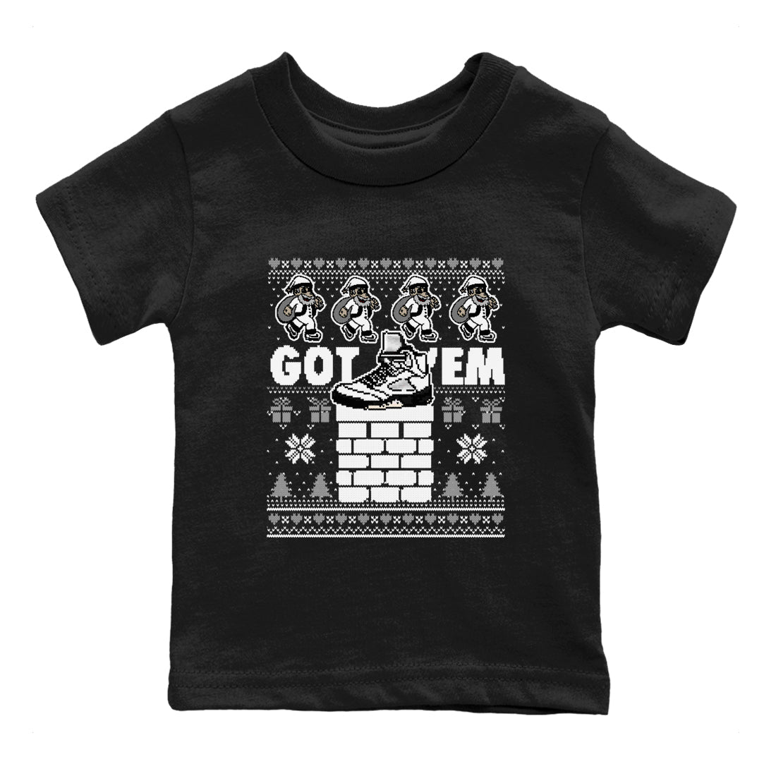 Got' em Santa snkmatch Tees Kids - Air Jordan 5 White Black