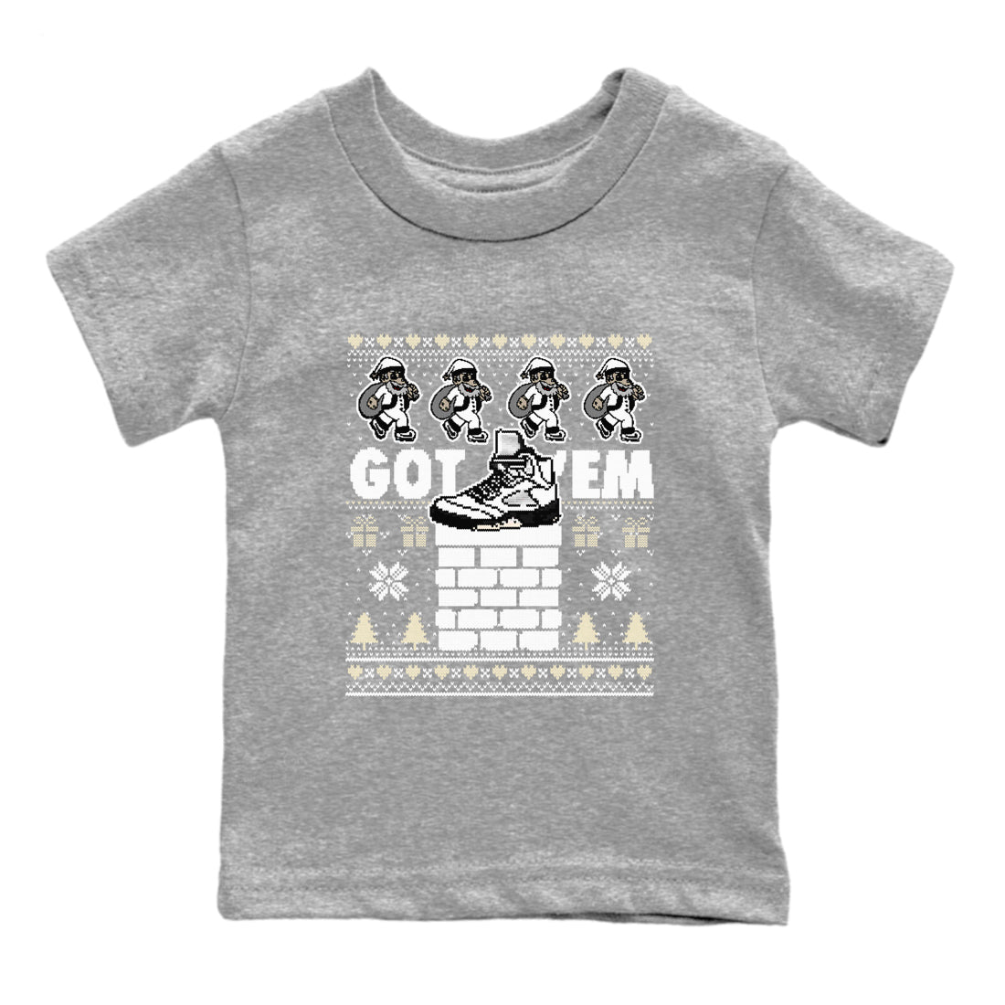 Got' em Santa snkmatch Tees Kids - Air Jordan 5 White Black