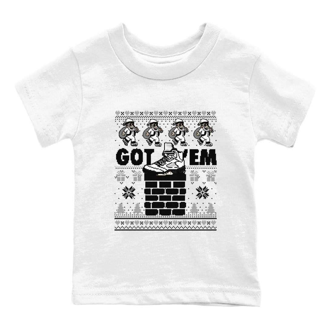 Got' em Santa snkmatch Tees Kids - Air Jordan 5 White Black