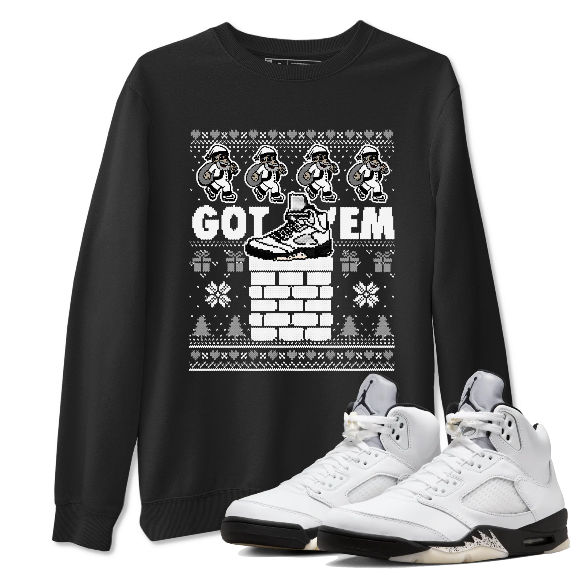 Got' em Santa snkmatch Tees - Air Jordan 5 White Black