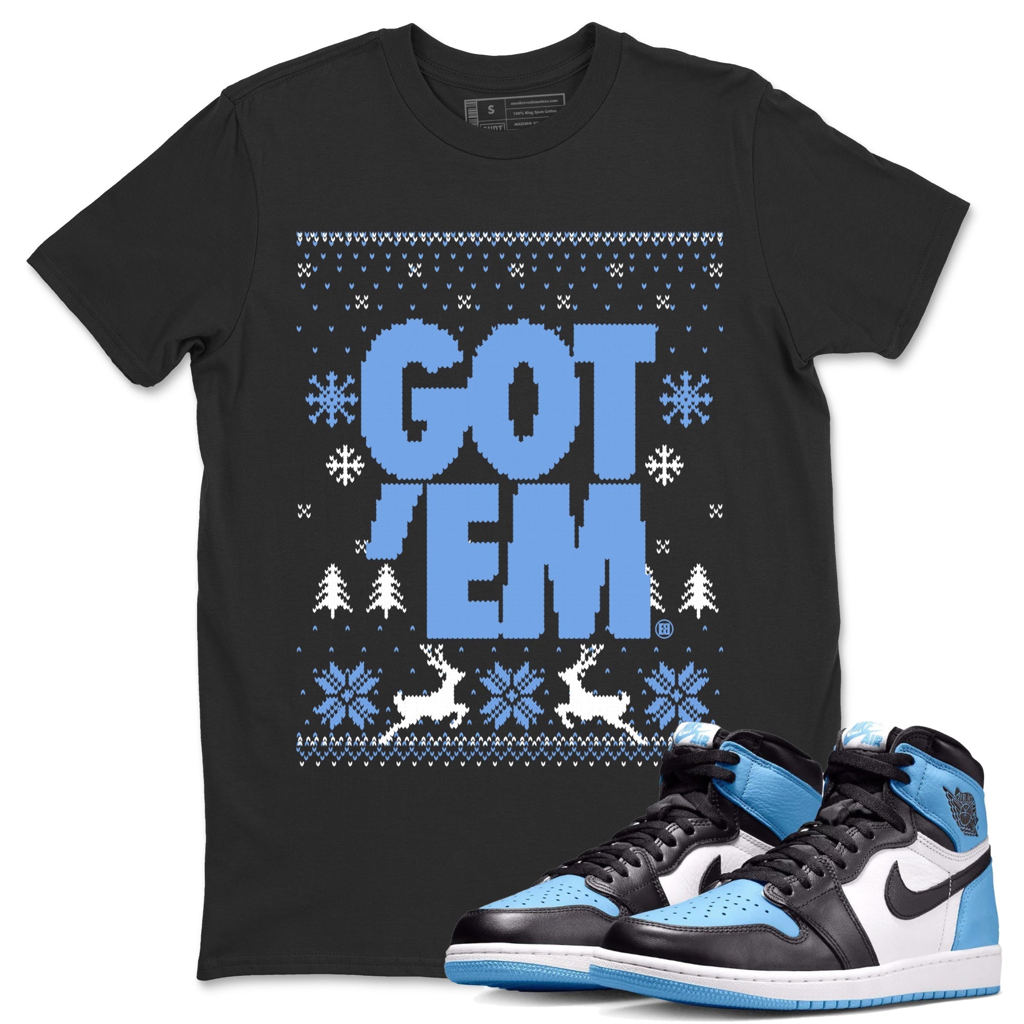 Got Em Ugly Sweater snkmatch Tees - Air Jordan 1 UNC Toe