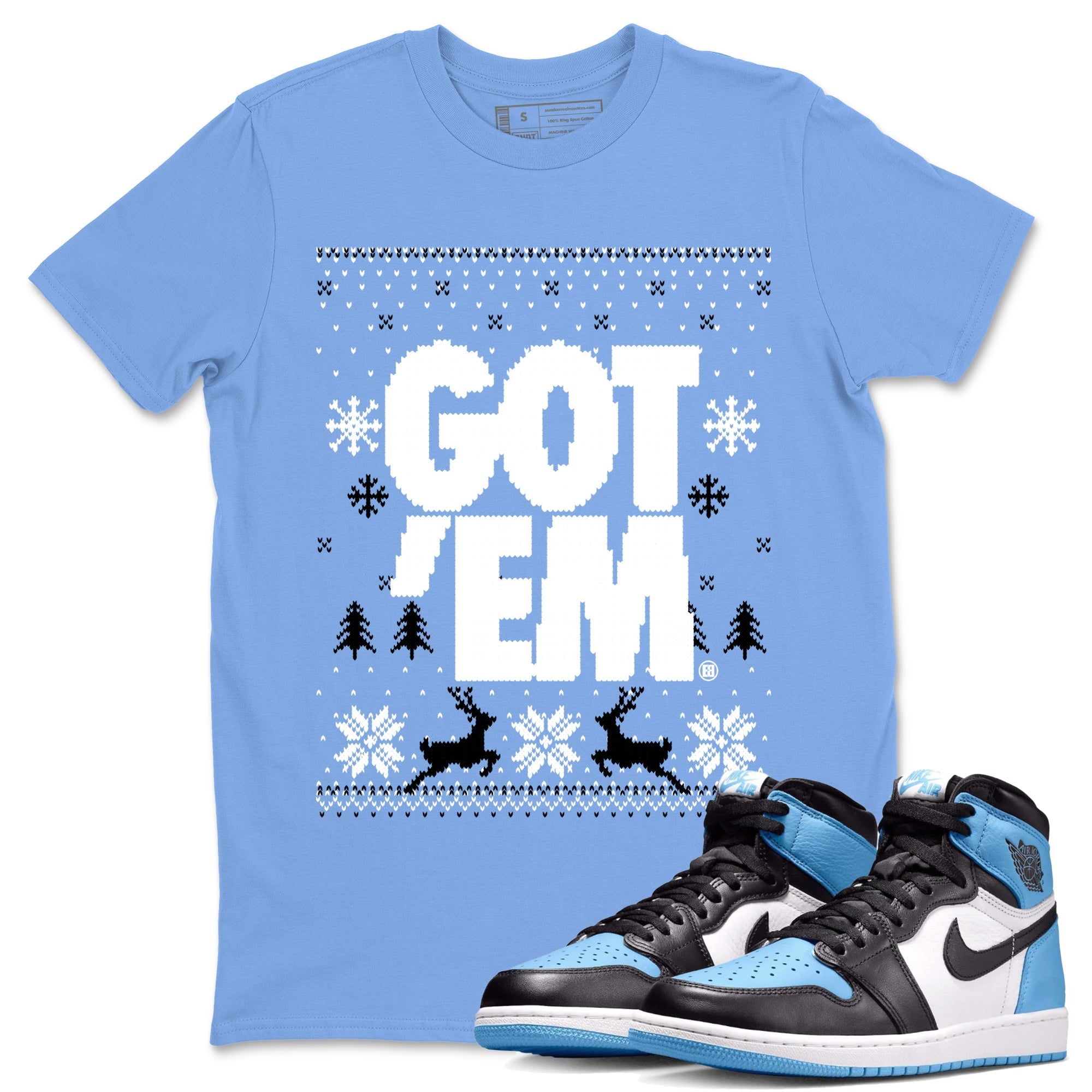 Got Em Ugly Sweater snkmatch Tees - Air Jordan 1 UNC Toe