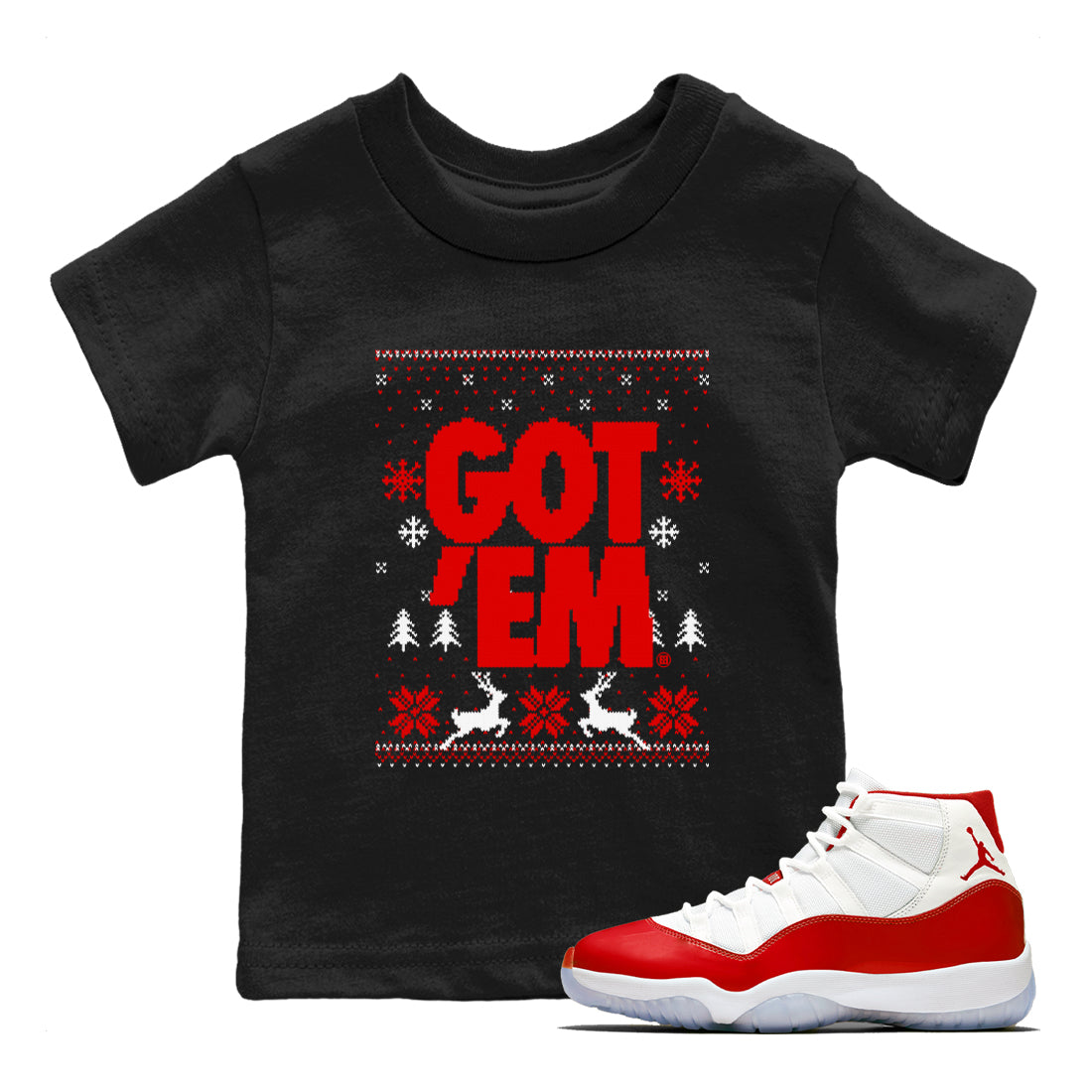 Got Em Ugly Sweater snkmatch Tees Kids - Air Jordan 11 Cherry