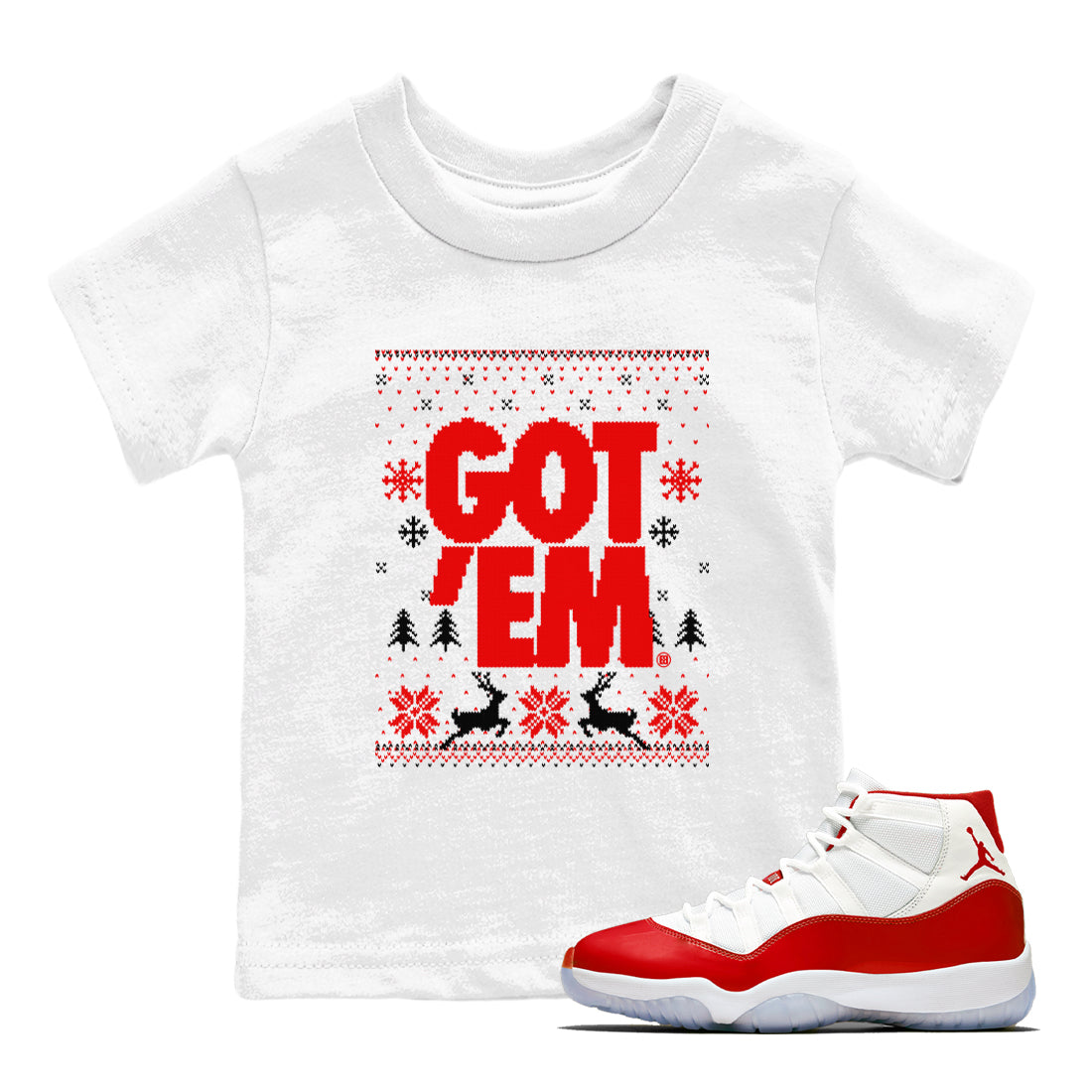 Got Em Ugly Sweater snkmatch Tees Kids - Air Jordan 11 Cherry