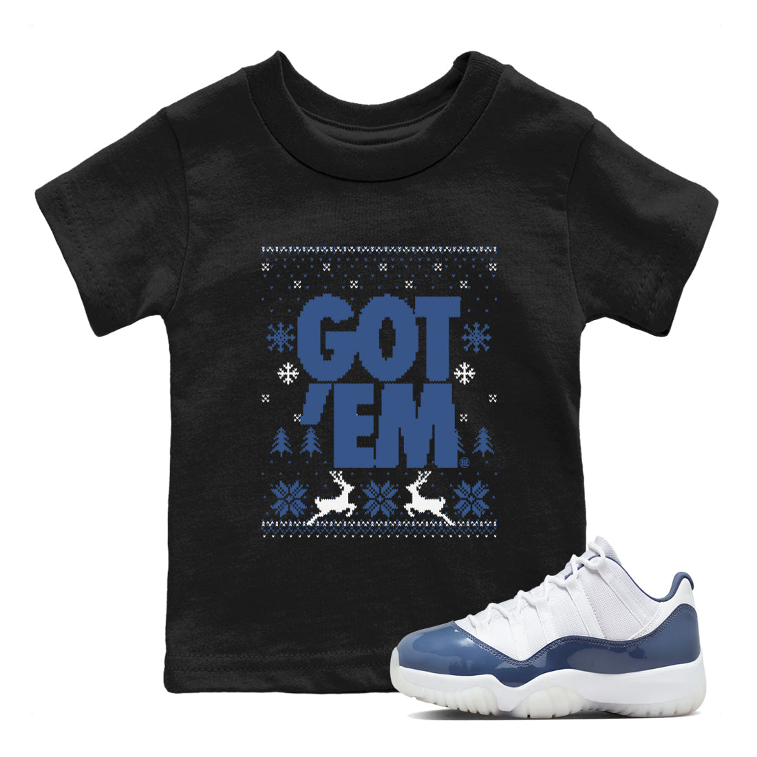 Got Em Ugly Sweater snkmatch Tees Kids - Air Jordan 11 Diffused Blue