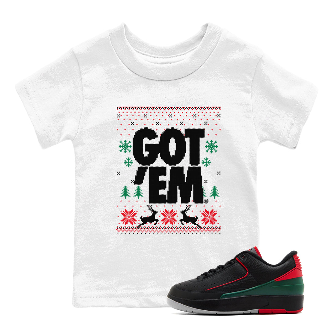 Got Em Ugly Sweater snkmatch Tees Kids - Air Jordan 2 Christmas