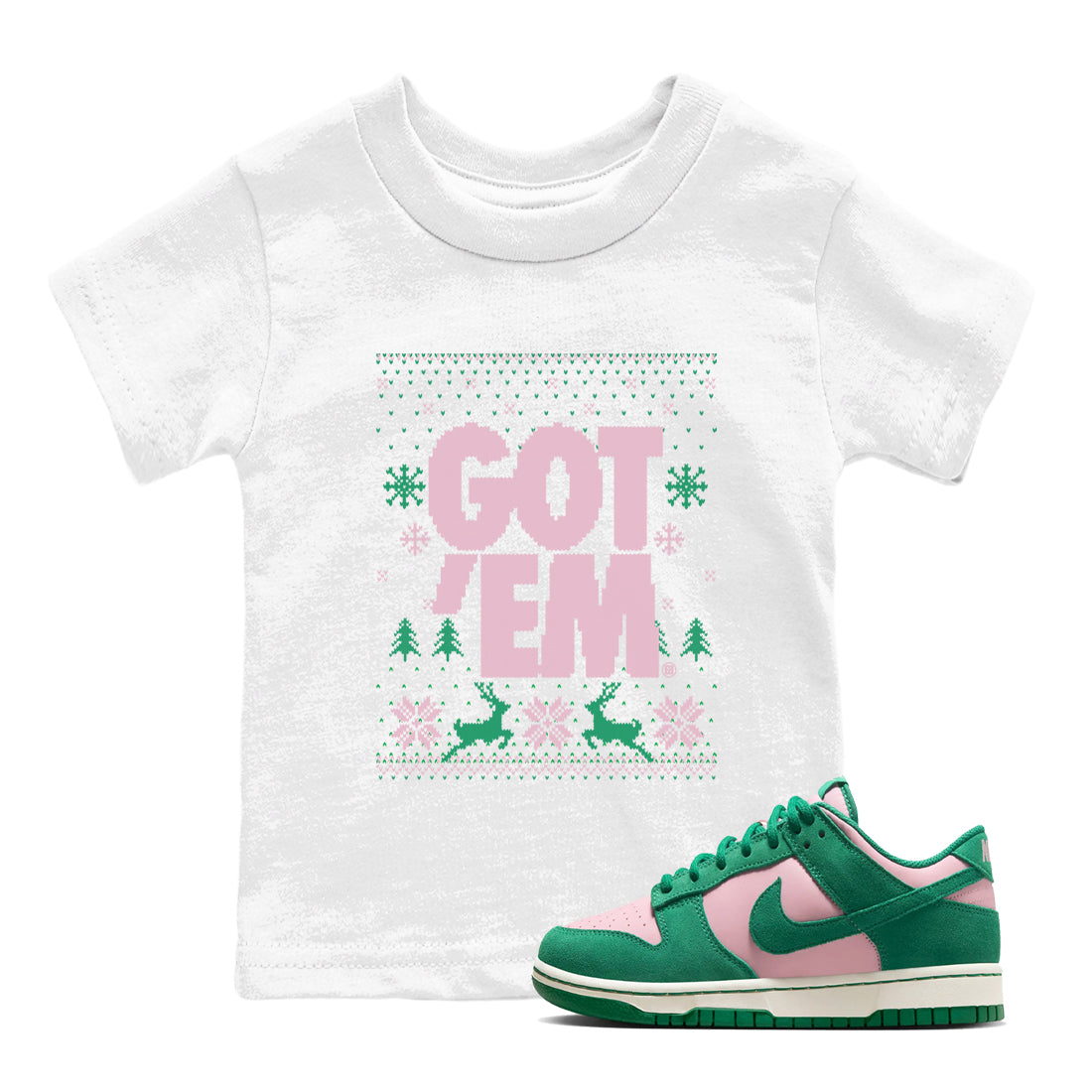 Got Em Ugly Sweater snkmatch Tees Kids - Dunk Medium Soft Pink Malachite