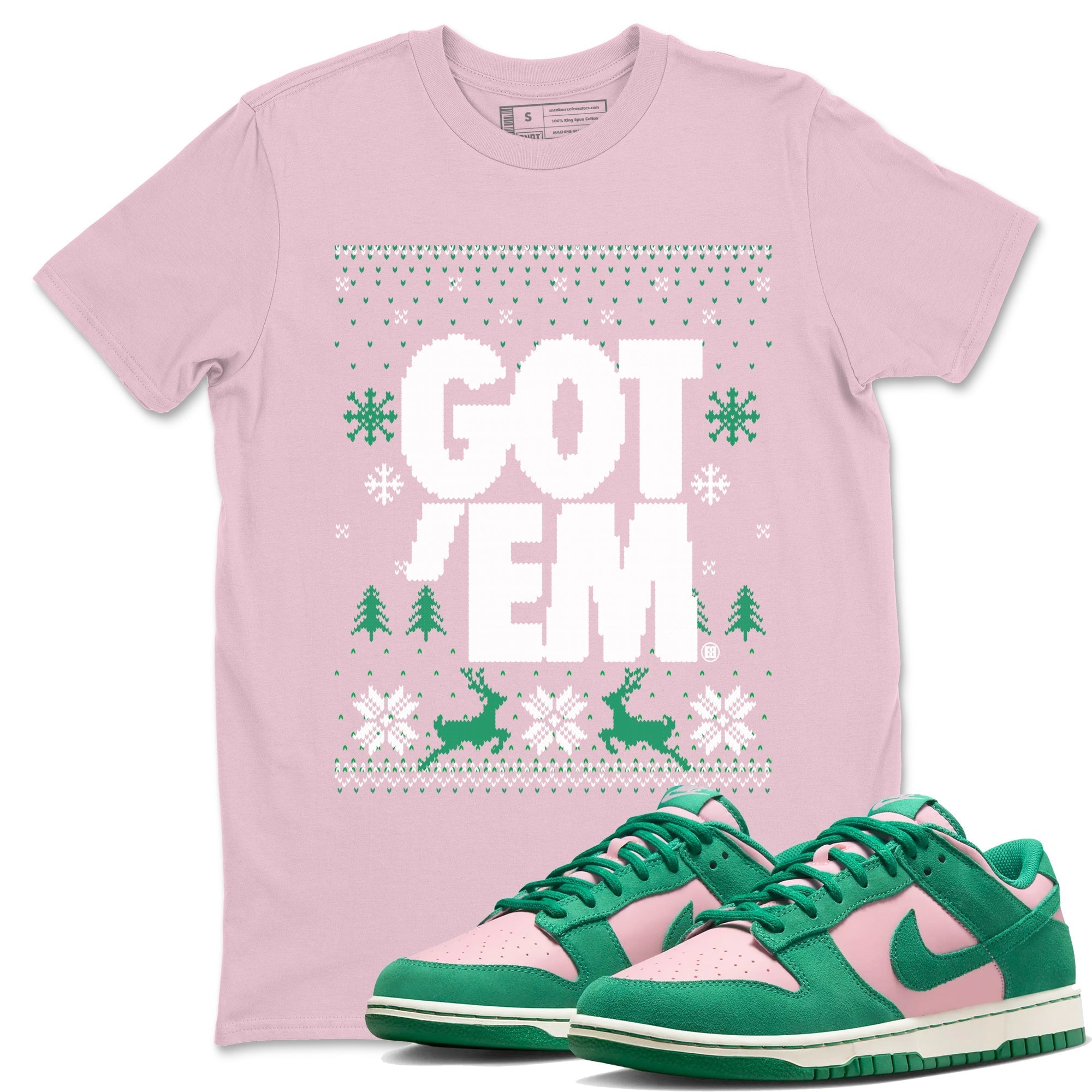 Got Em Ugly Sweater snkmatch Tees - Dunk Medium Soft Pink Malachite