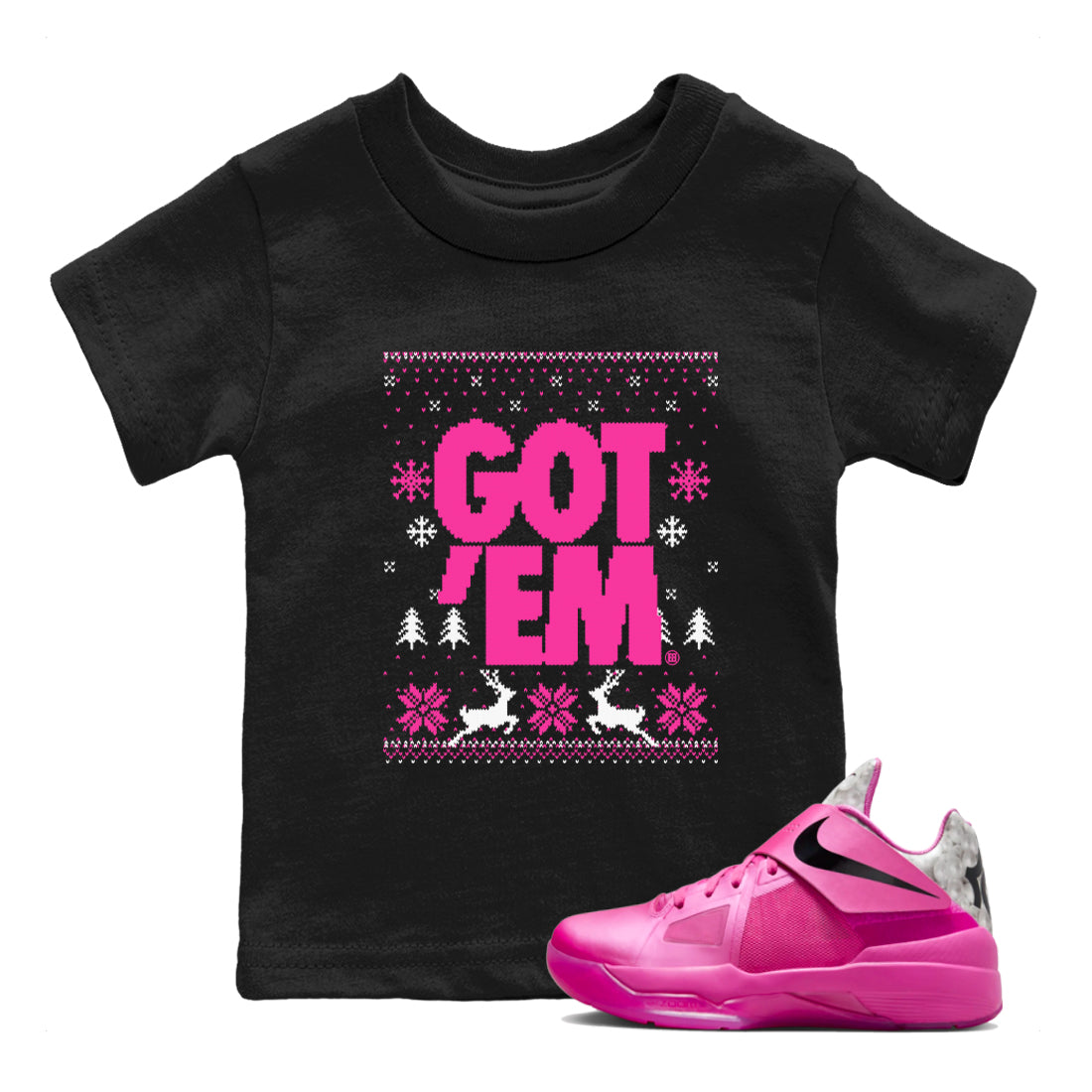 Got Em Ugly Sweater snkmatch Tees Kids - Nike KD 4 Aunt Pearl